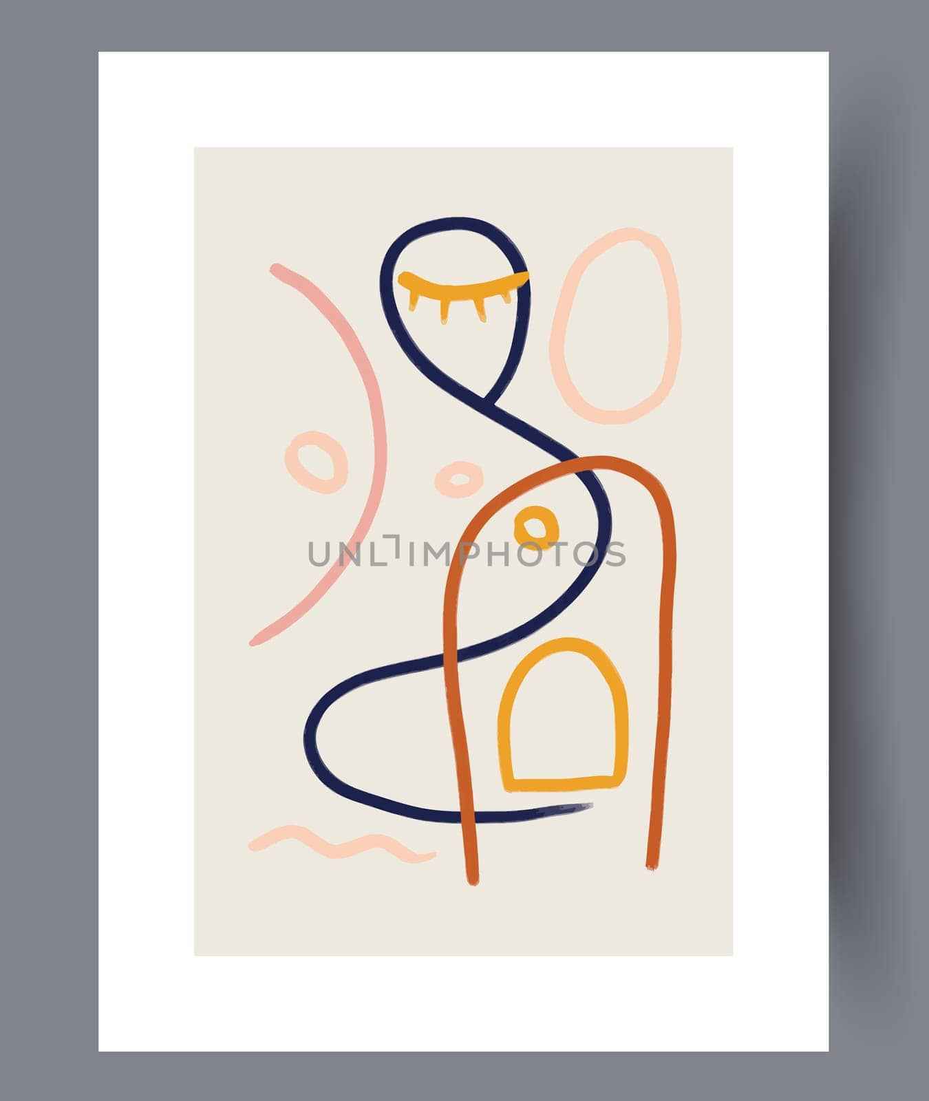 Abstract lines modern sketch wall art print. Printable minimal abstract lines poster. Contemporary decorative background with sketch. Wall artwork for interior design.