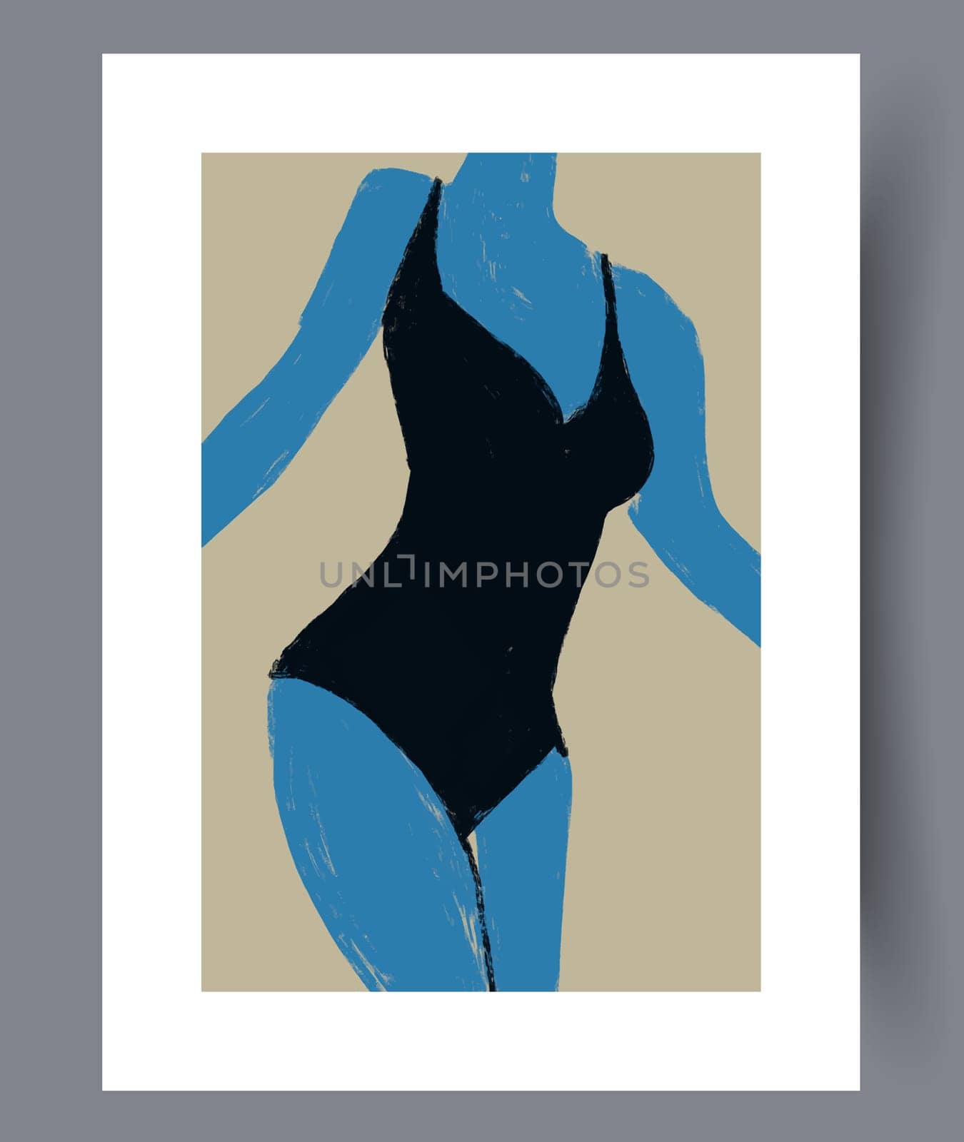 Abstract lines modern sketch wall art print. Printable minimal abstract lines poster. Contemporary decorative background with sketch. Wall artwork for interior design.