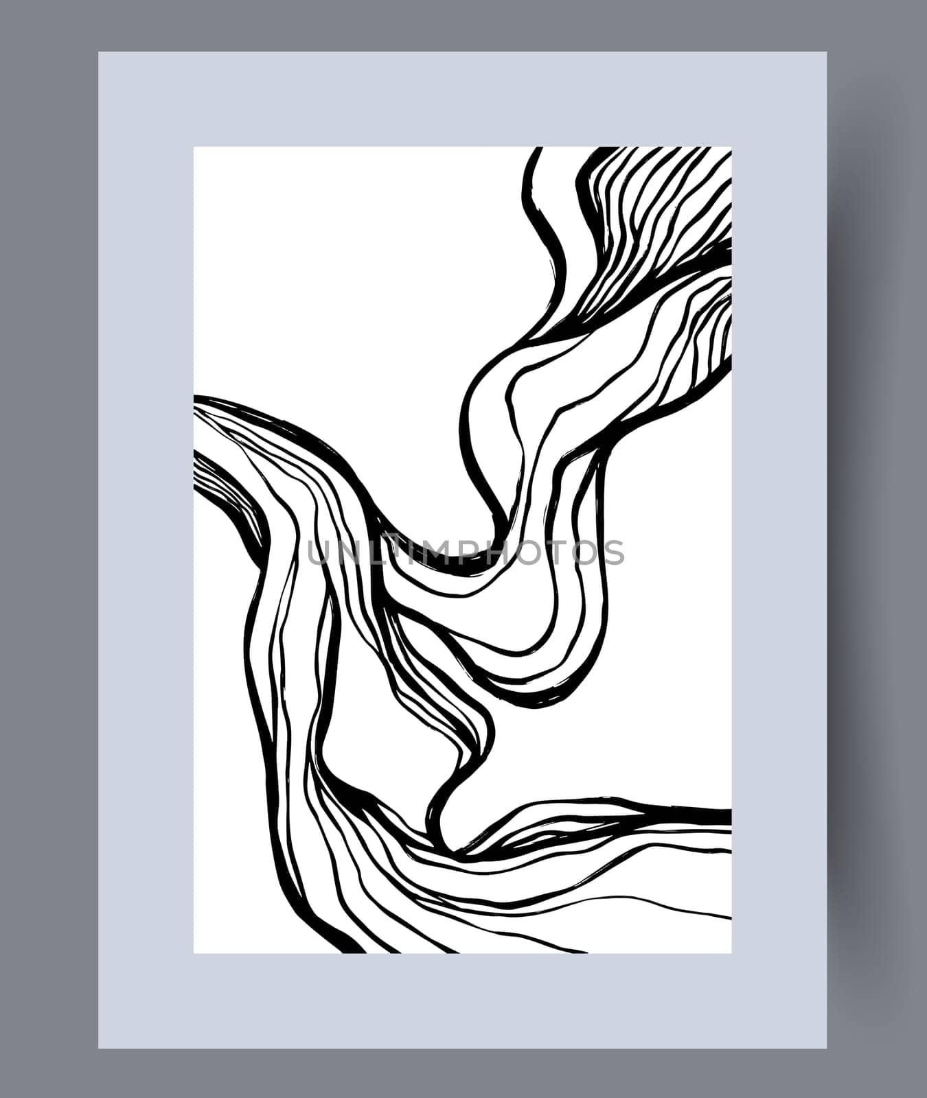 Abstract lines modern sketch wall art print. Printable minimal abstract lines poster. Contemporary decorative background with sketch. Wall artwork for interior design.