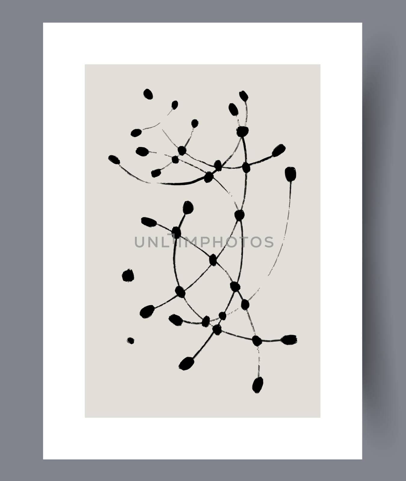 Abstract lines modern sketch wall art print. Printable minimal abstract lines poster. Contemporary decorative background with sketch. Wall artwork for interior design.
