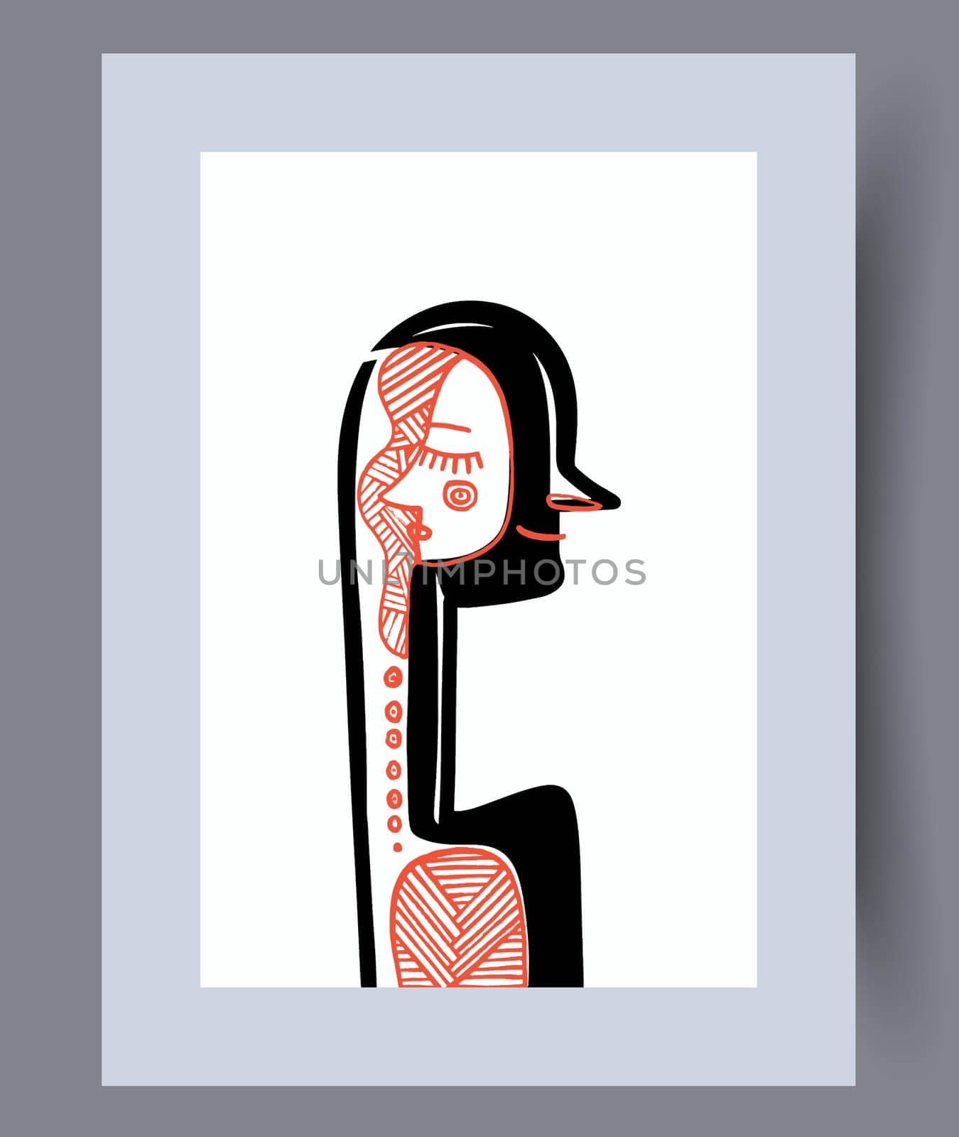 Abstract lines modern sketch wall art print. Printable minimal abstract lines poster. Contemporary decorative background with sketch. Wall artwork for interior design.