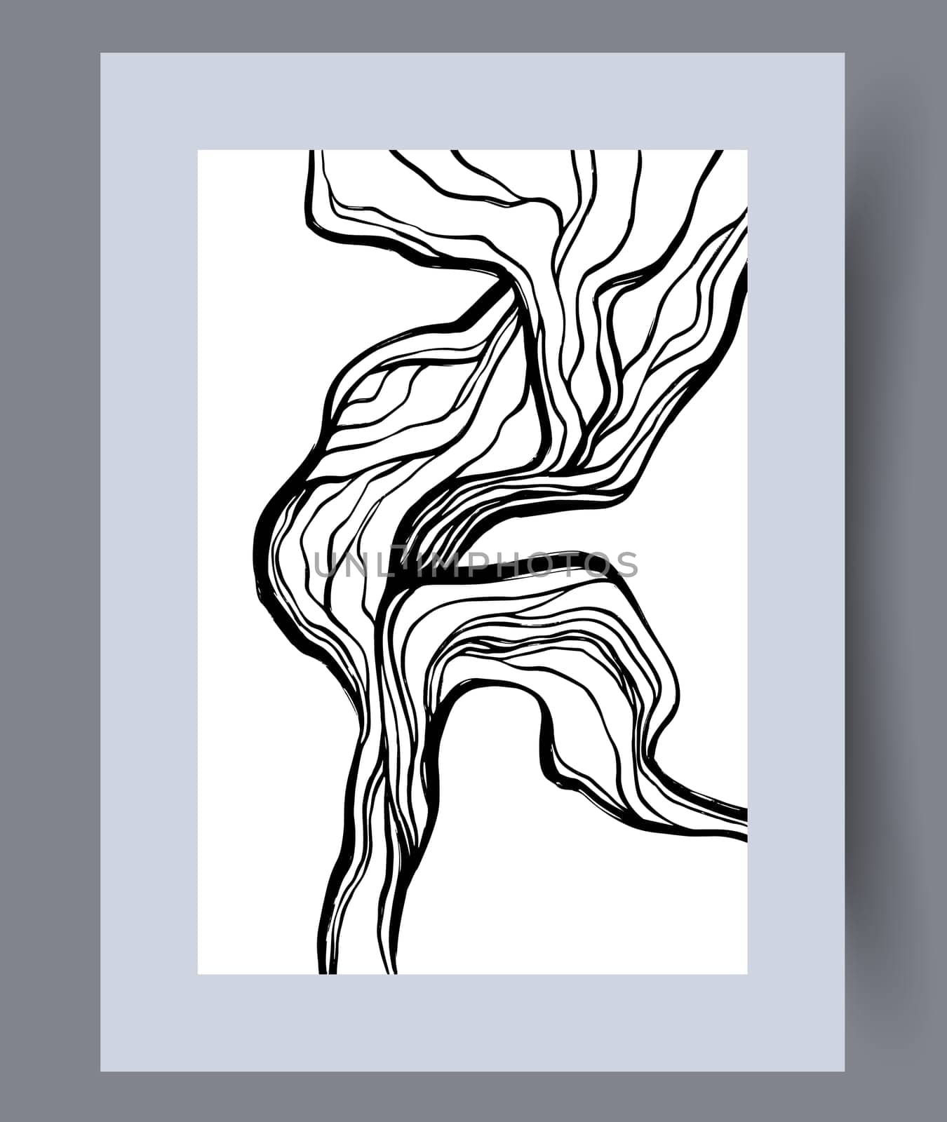 Abstract lines modern sketch wall art print. Printable minimal abstract lines poster. Contemporary decorative background with sketch. Wall artwork for interior design.