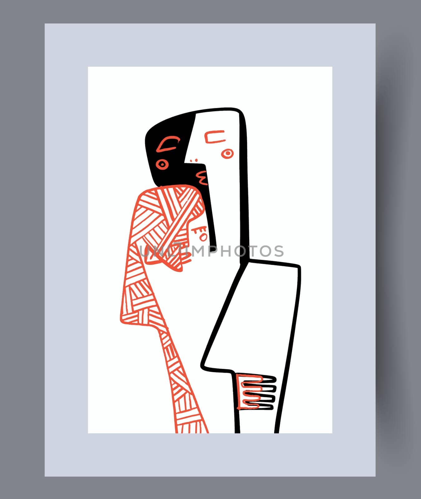 Abstract lines modern sketch wall art print. Printable minimal abstract lines poster. Contemporary decorative background with sketch. Wall artwork for interior design.