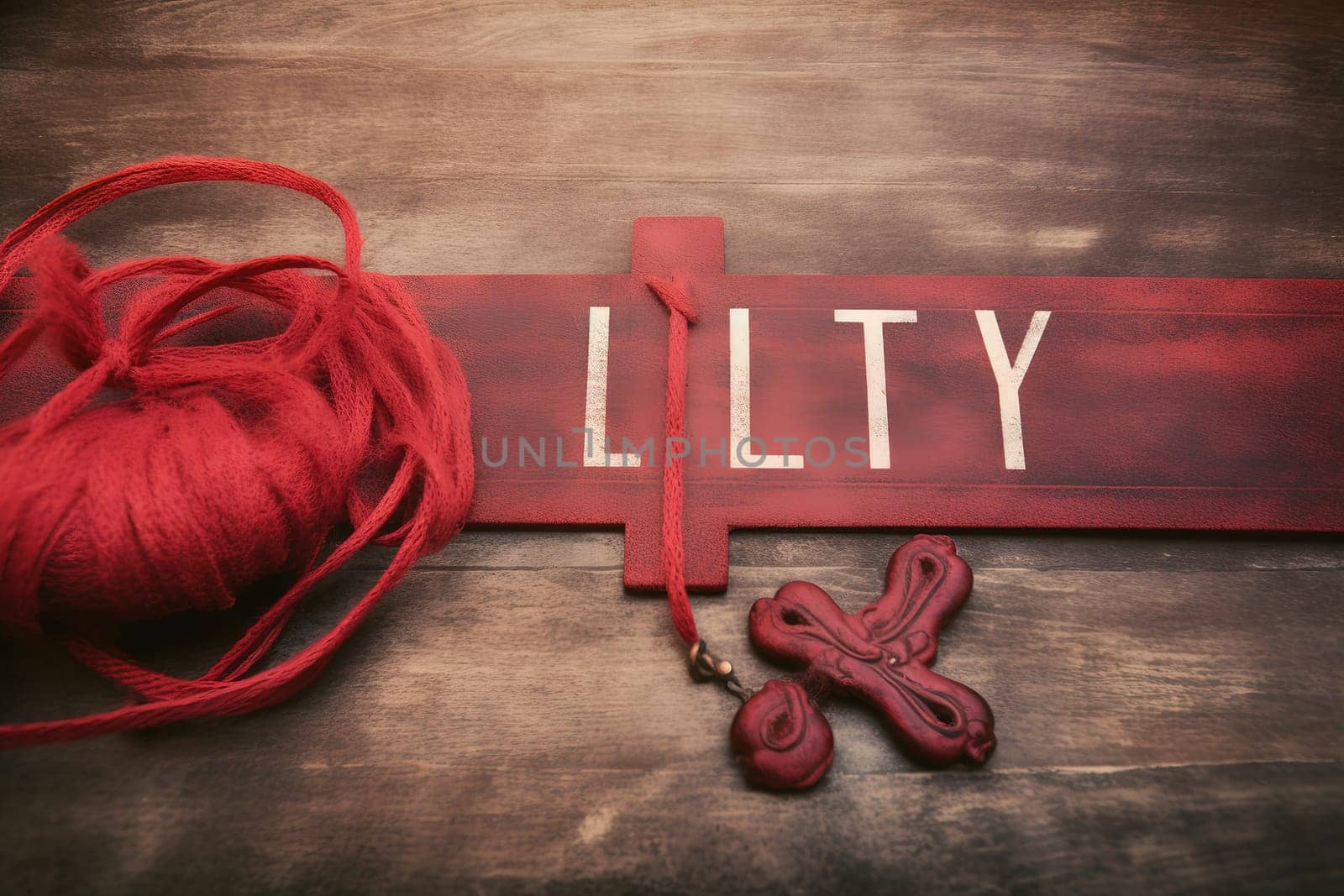 Lent Season, Holy Week and Good Friday concepts - 'LENT fast pray give' text in red vintage background Stock photo. Generative AI.
