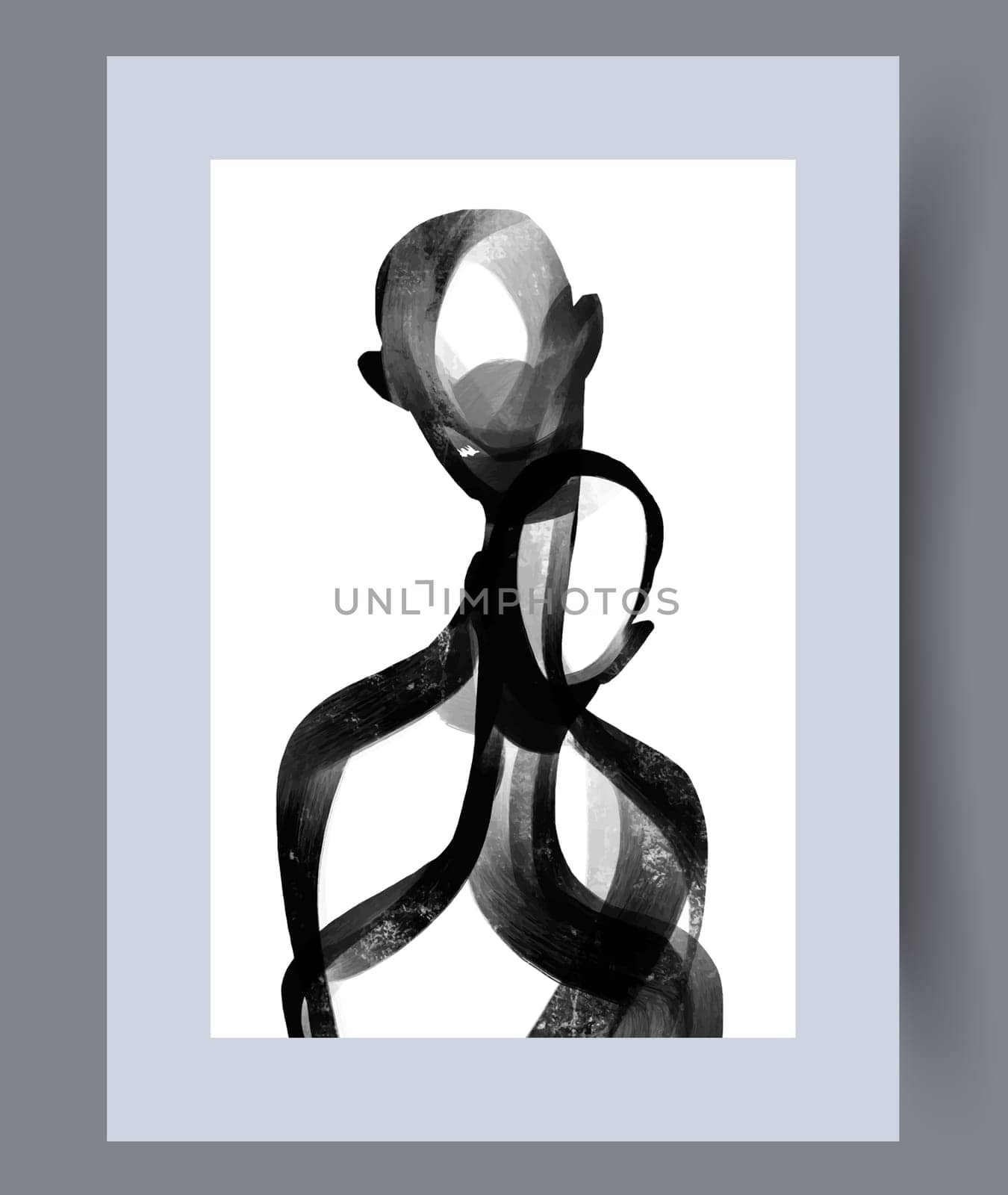 Abstract lines modern sketch wall art print. Printable minimal abstract lines poster. Contemporary decorative background with sketch. Wall artwork for interior design.