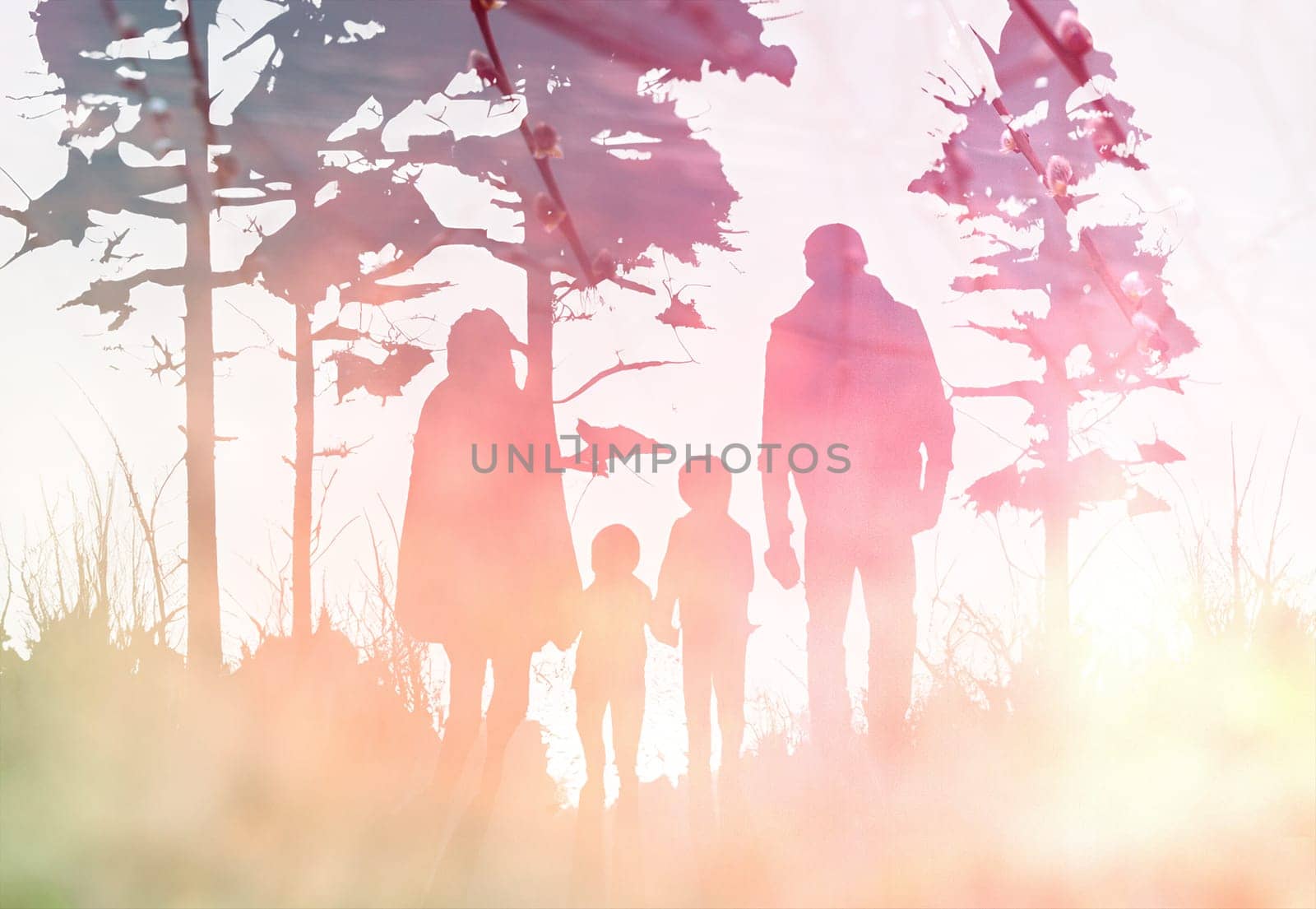 Family life, mother, father and children, social support, mental health and lifestyle concept, vibrant colors generative AI