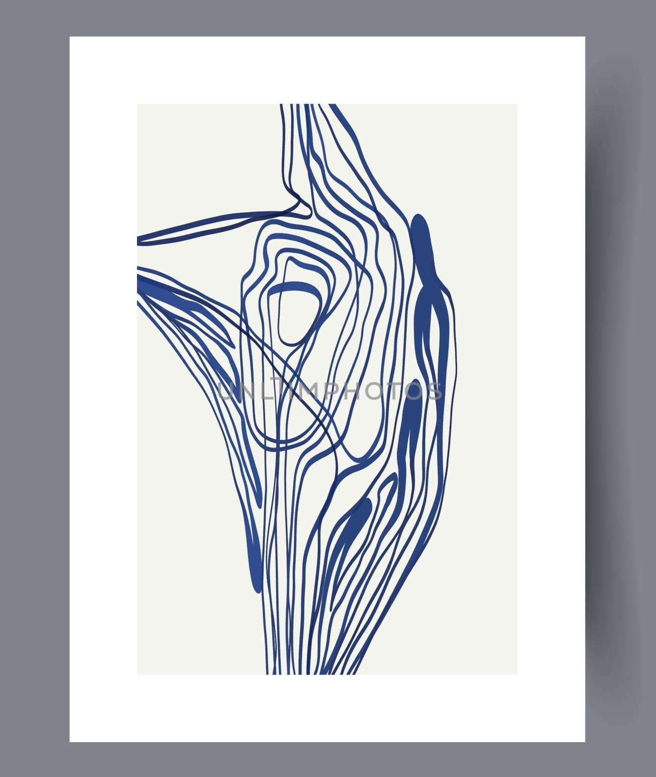 Abstract lines modern sketch wall art print. Printable minimal abstract lines poster. Contemporary decorative background with sketch. Wall artwork for interior design.