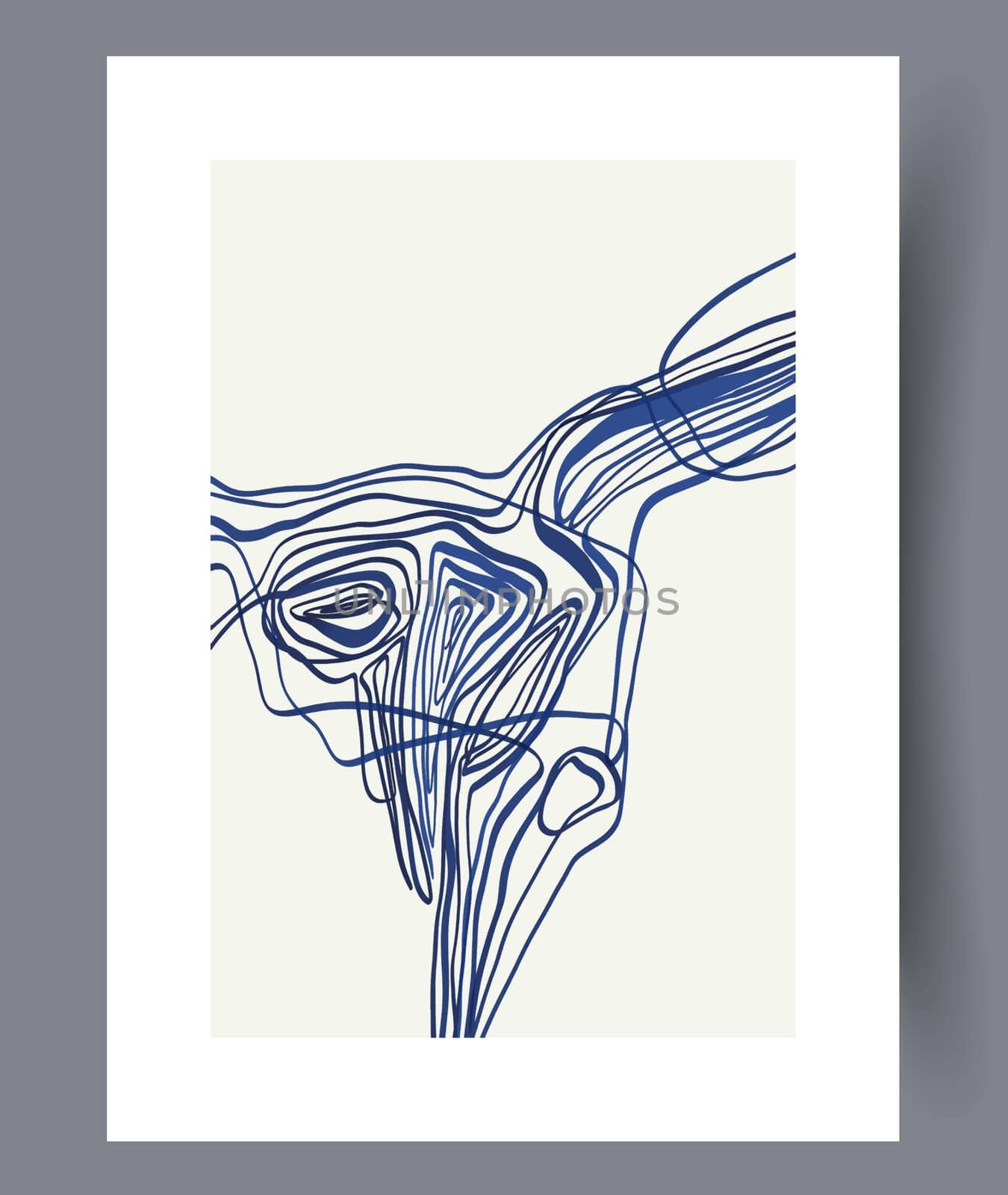 Abstract lines modern sketch wall art print. Printable minimal abstract lines poster. Contemporary decorative background with sketch. Wall artwork for interior design.