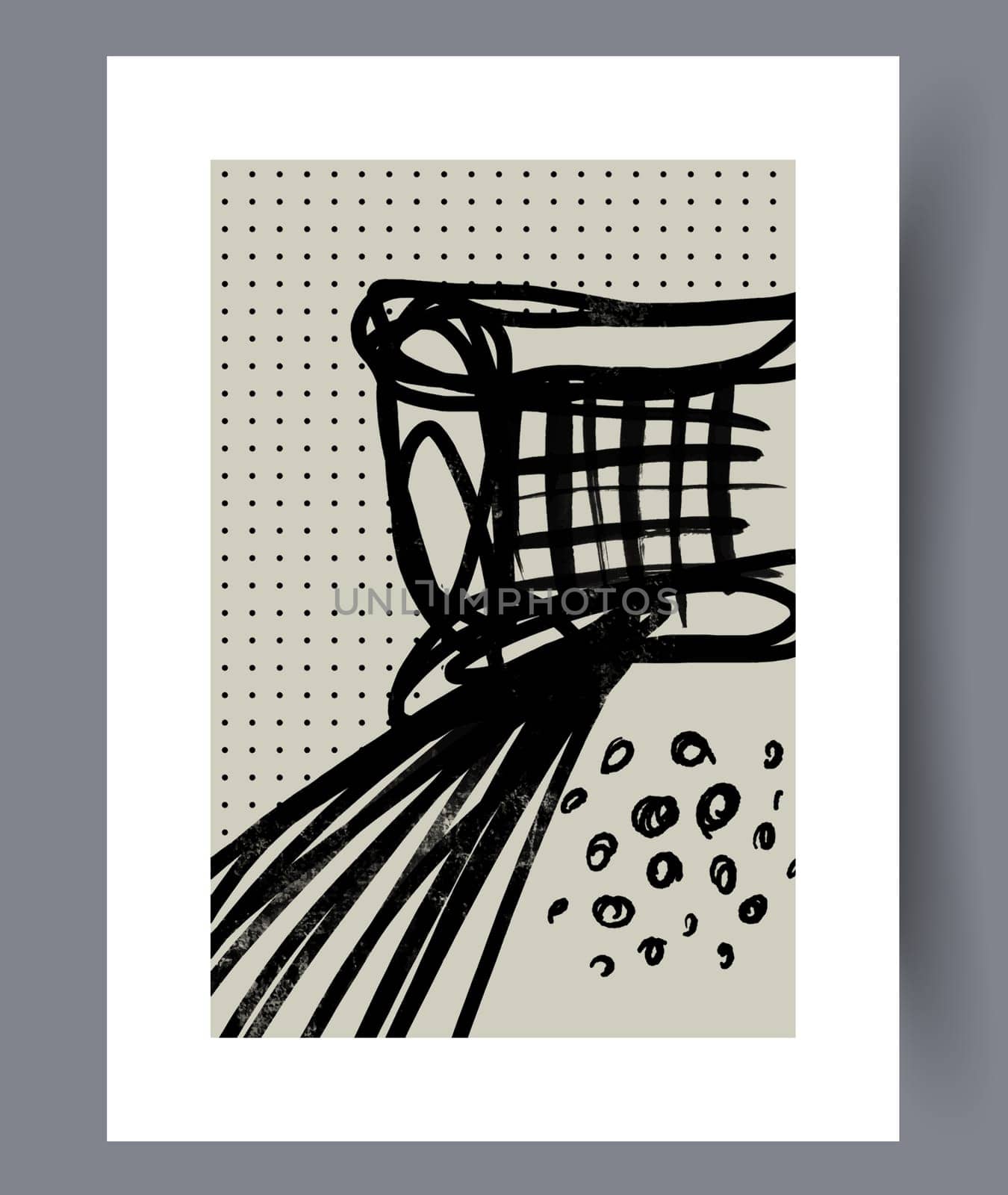 Abstract lines modern sketch wall art print. Printable minimal abstract lines poster. Contemporary decorative background with sketch. Wall artwork for interior design.