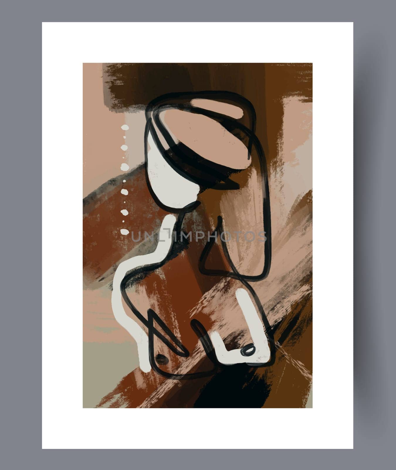 Abstract lines modern sketch wall art print. Printable minimal abstract lines poster. Contemporary decorative background with sketch. Wall artwork for interior design.