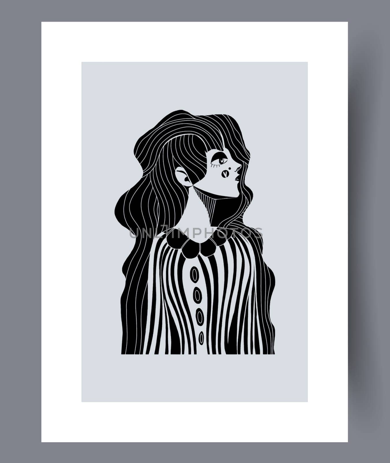 Abstract lines modern sketch wall art print. Printable minimal abstract lines poster. Contemporary decorative background with sketch. Wall artwork for interior design.