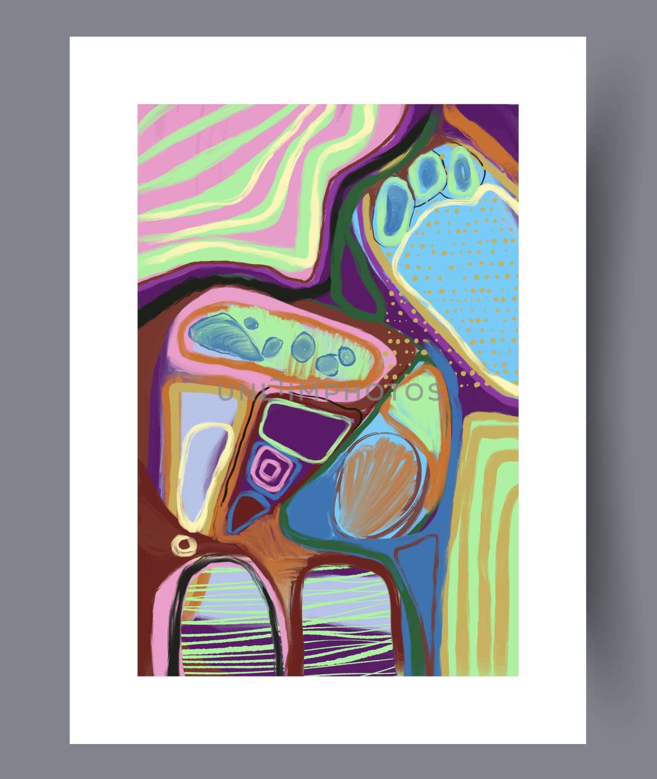 Abstract band creative template wall art print. Wall artwork for interior design. Contemporary decorative background with template. Printable minimal abstract band poster.