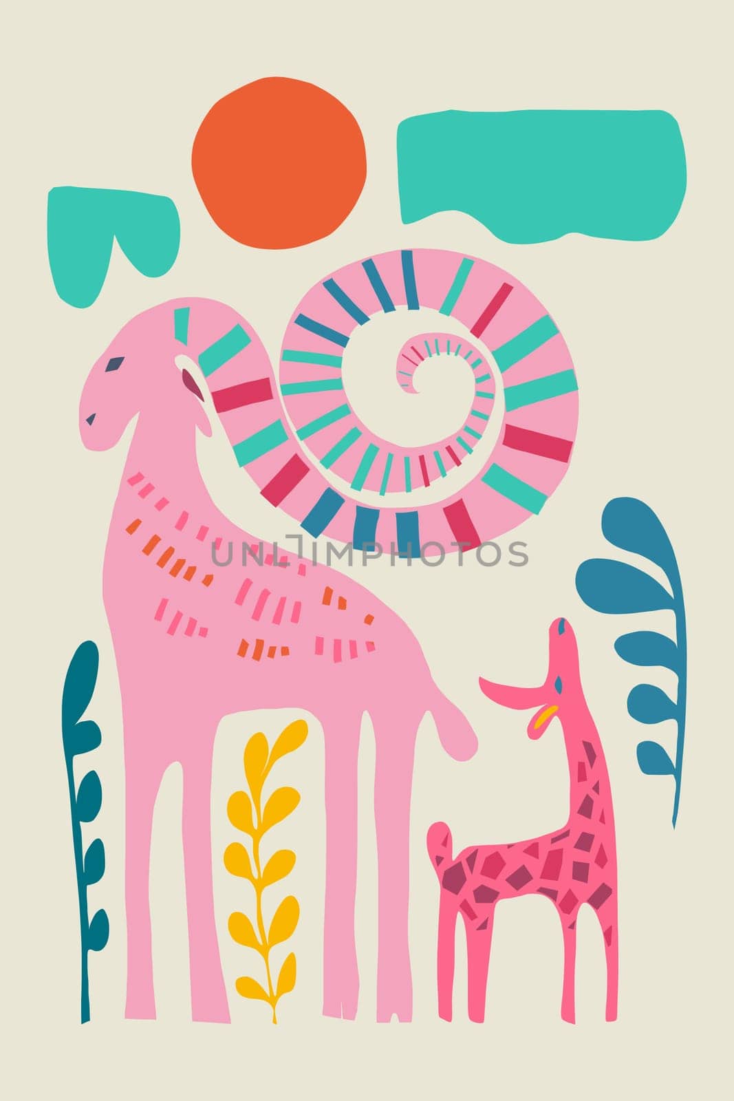 Printable wall art poster print. Hand drawn minimalism design for scandinavian interior.