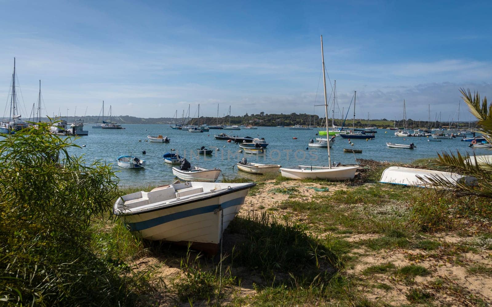 Boats in the harbor in the town of Alvor, Algarve, Portugal