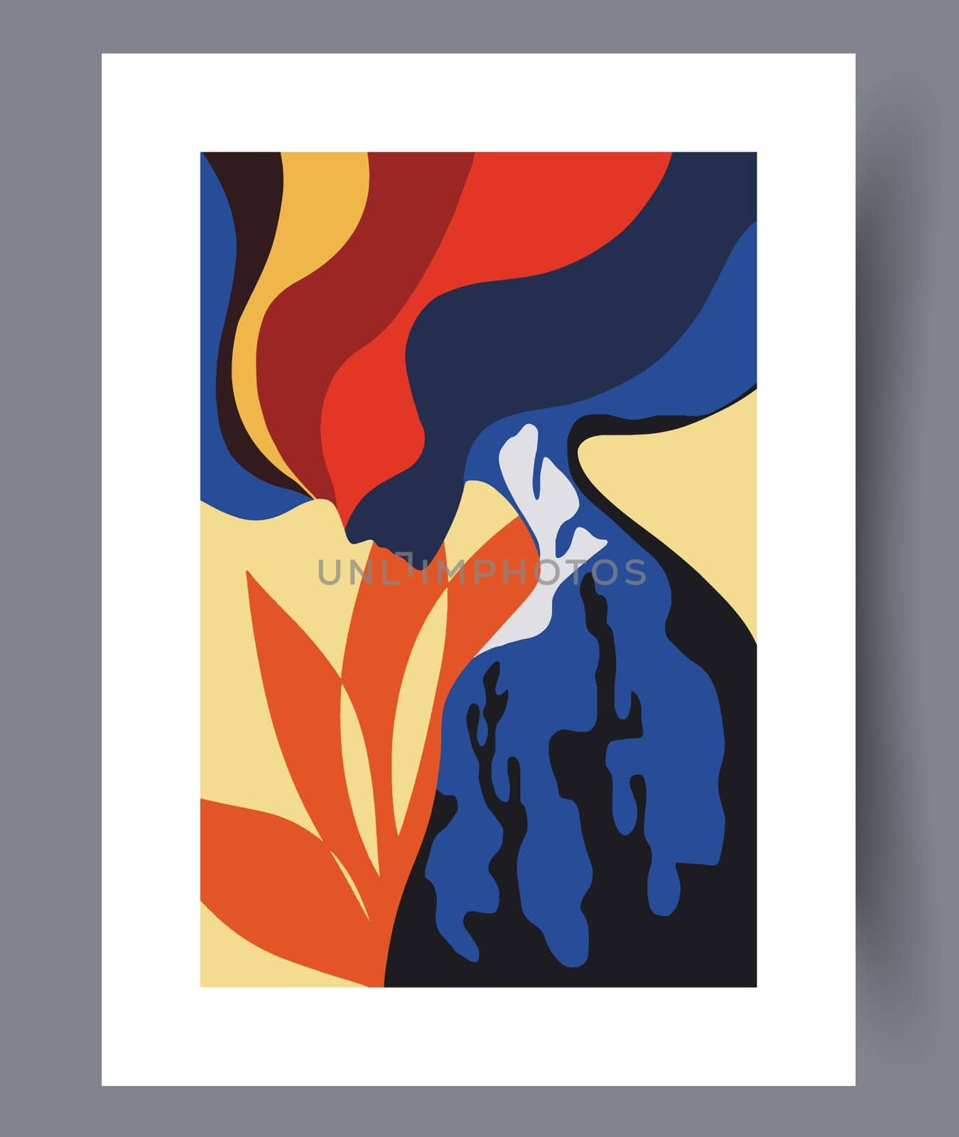 Abstract band creative template wall art print. Wall artwork for interior design. Contemporary decorative background with template. Printable minimal abstract band poster.