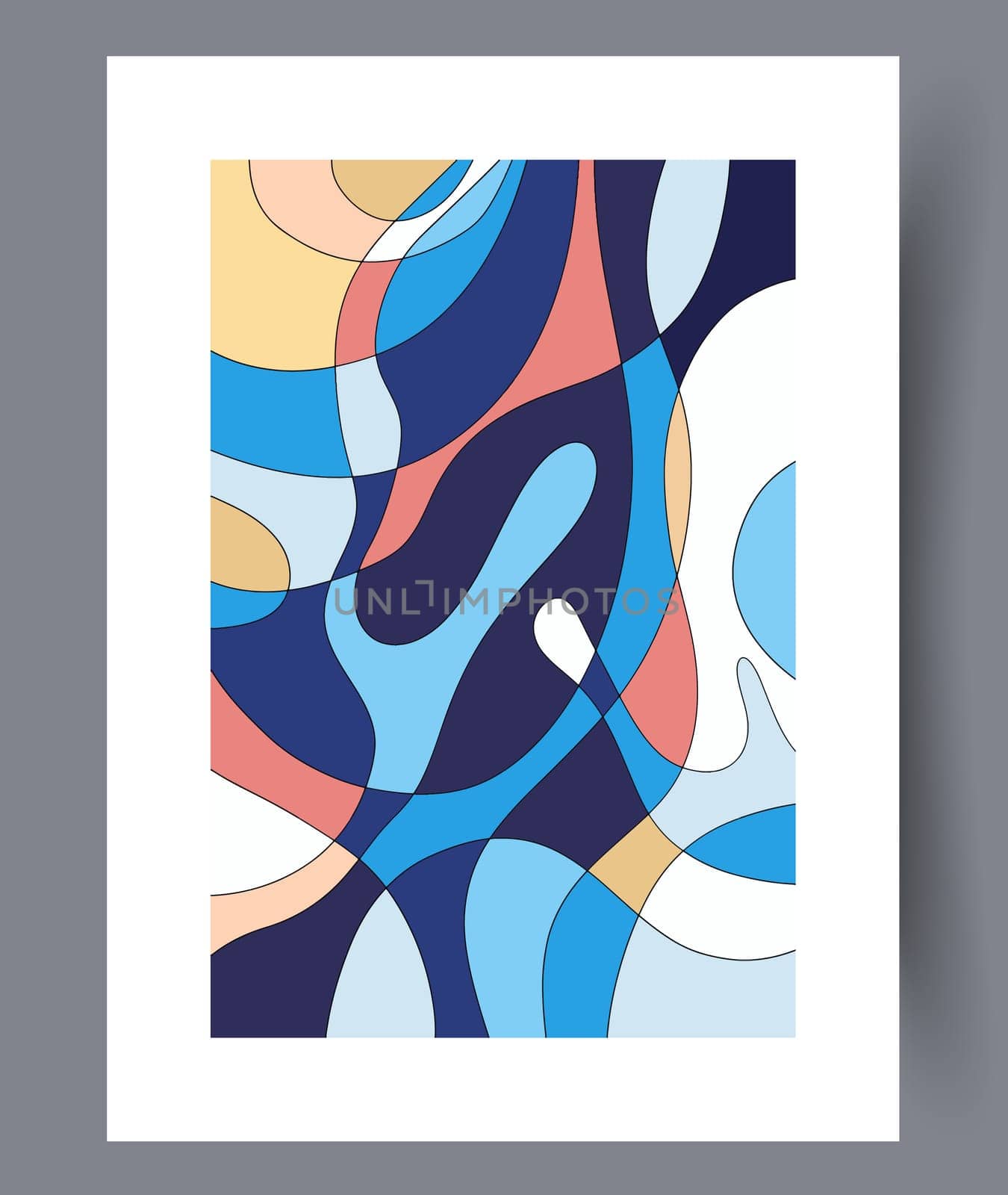 Abstract band creative template wall art print. Wall artwork for interior design. Contemporary decorative background with template. Printable minimal abstract band poster.