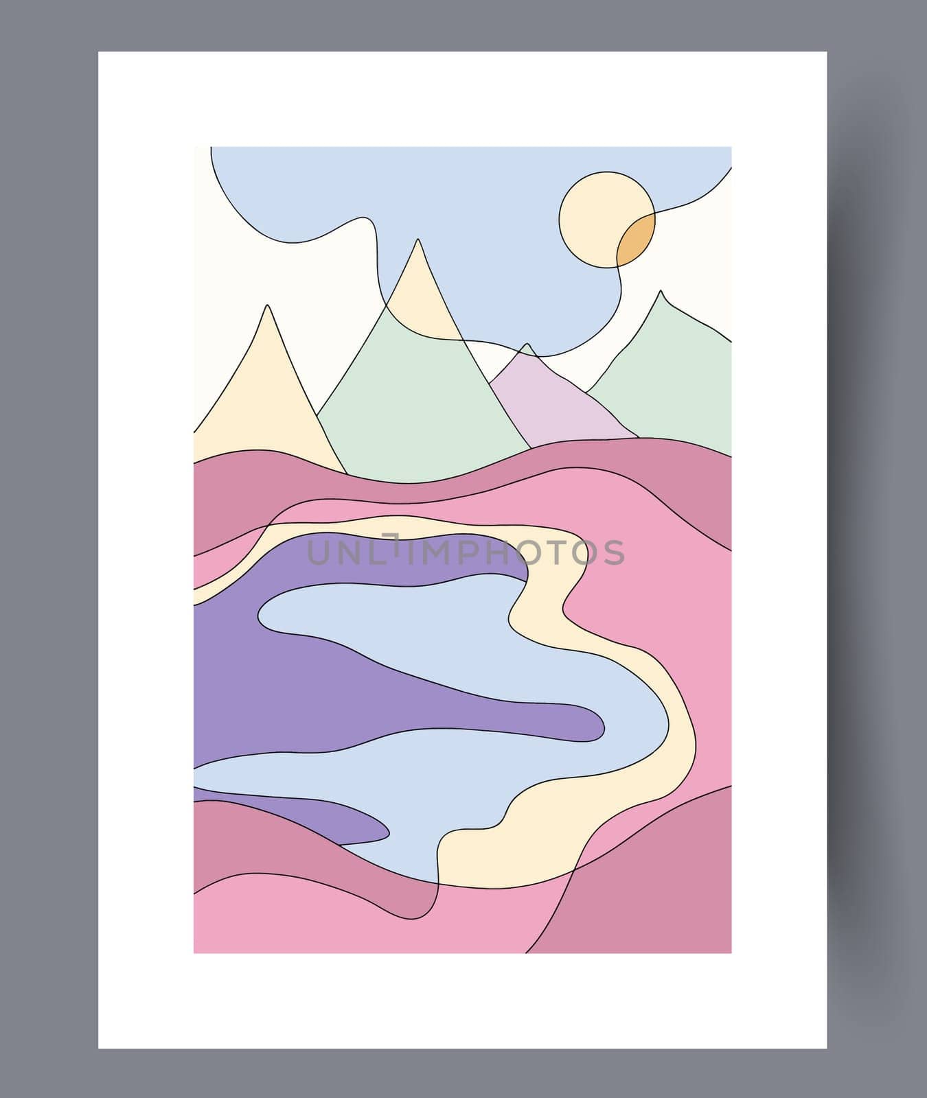 Abstract band creative template wall art print. Wall artwork for interior design. Contemporary decorative background with template. Printable minimal abstract band poster.