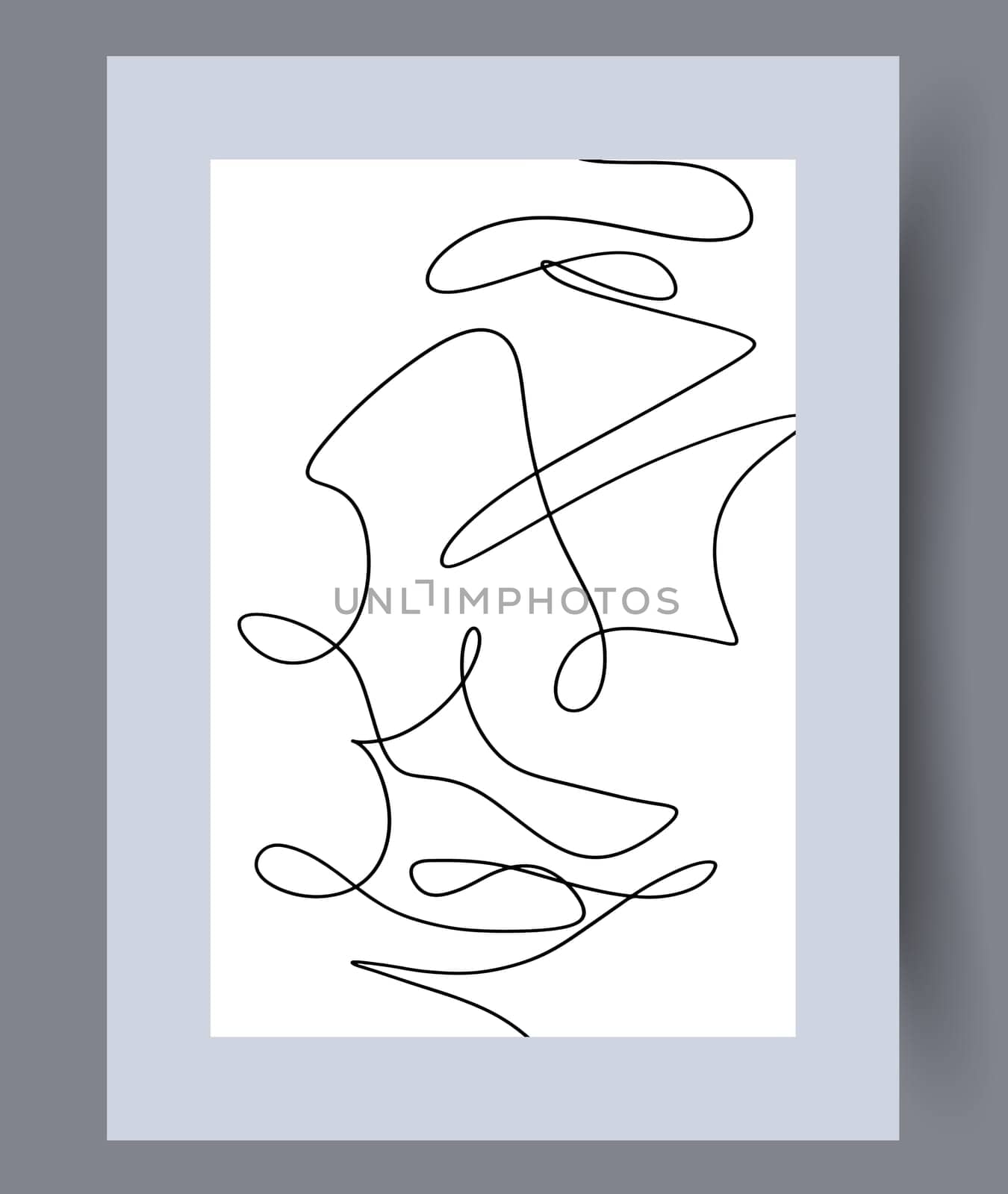 Abstract scribble snafu line wall art print. Printable minimal abstract scribble poster. Wall artwork for interior design. Contemporary decorative background with line.