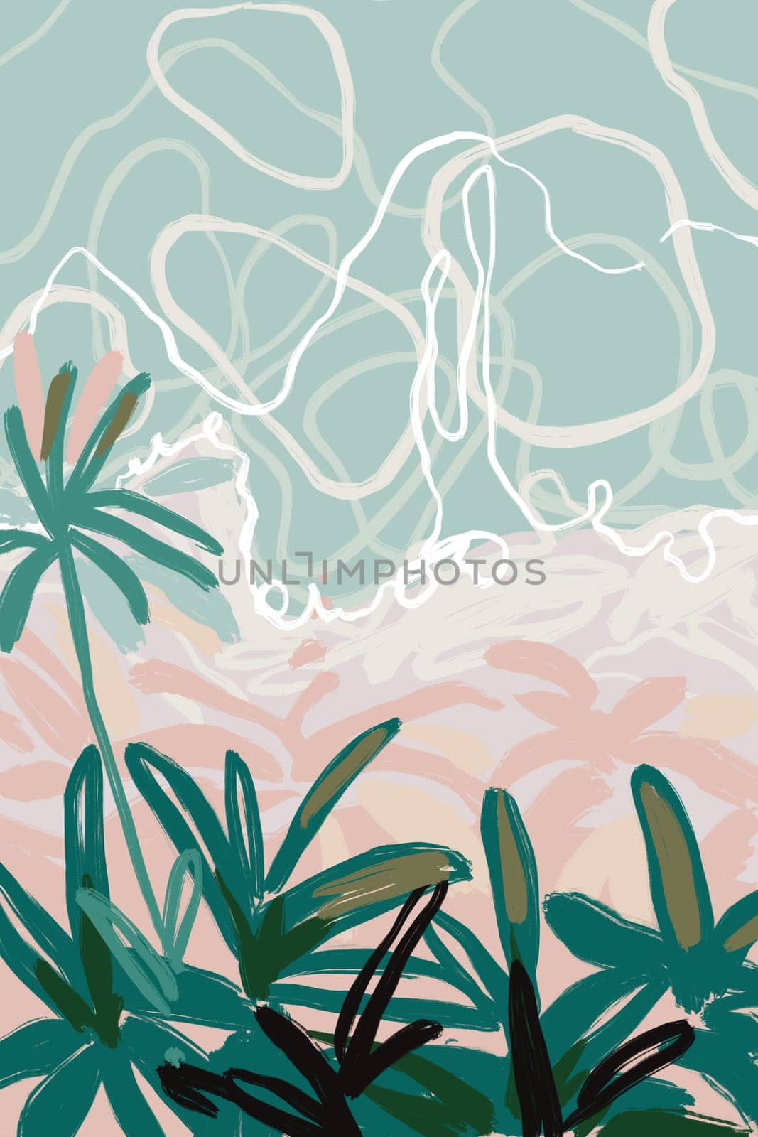 Printable wall art poster print. Hand drawn minimalism design for scandinavian interior.