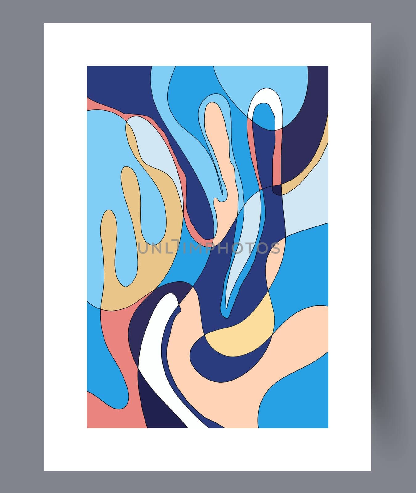 Abstract band creative template wall art print. Wall artwork for interior design. Contemporary decorative background with template. Printable minimal abstract band poster.
