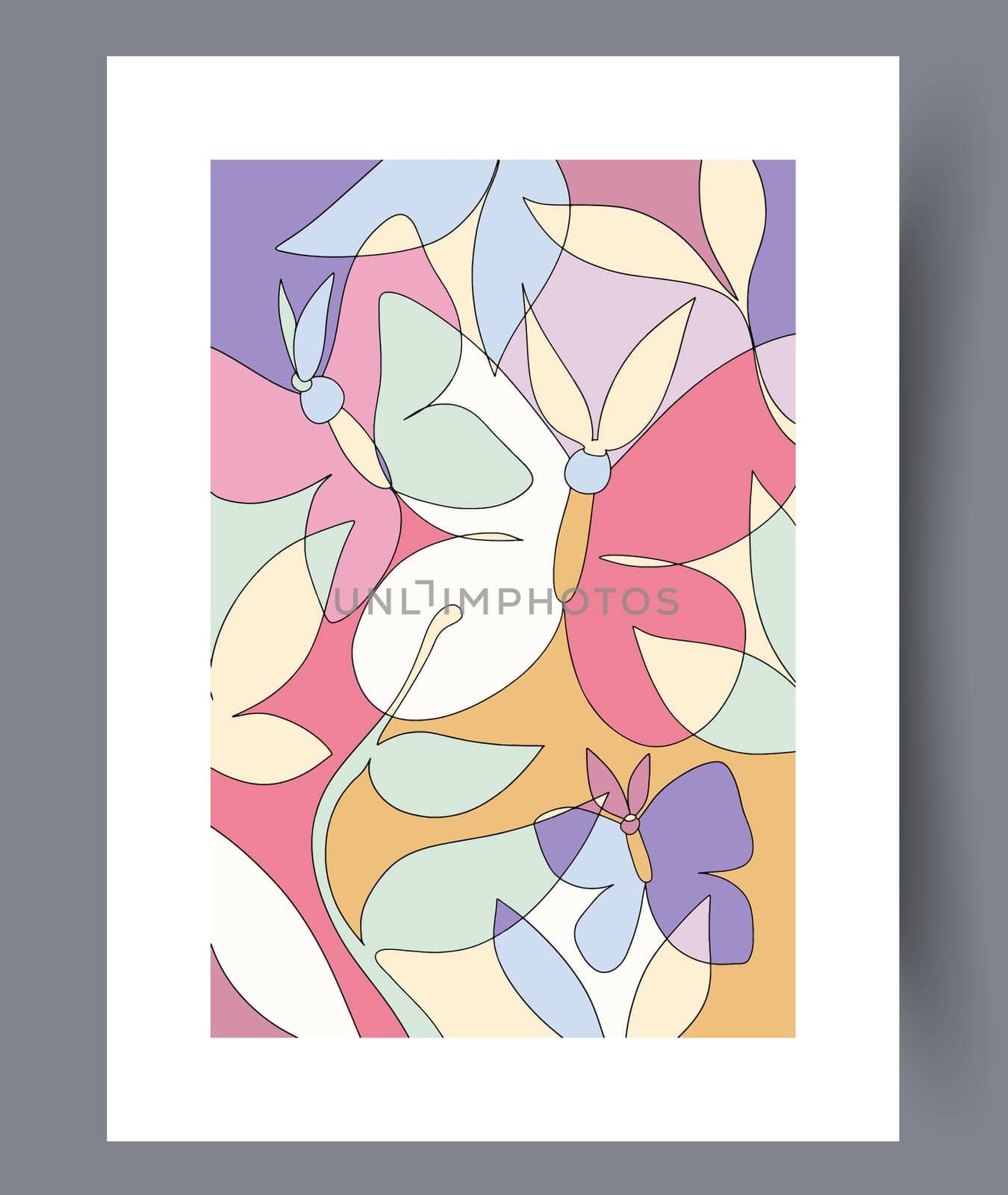 Abstract band creative template wall art print. Wall artwork for interior design. Contemporary decorative background with template. Printable minimal abstract band poster.