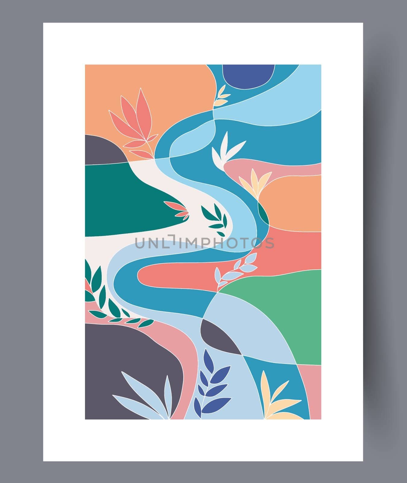 Abstract band creative template wall art print. Wall artwork for interior design. Contemporary decorative background with template. Printable minimal abstract band poster.