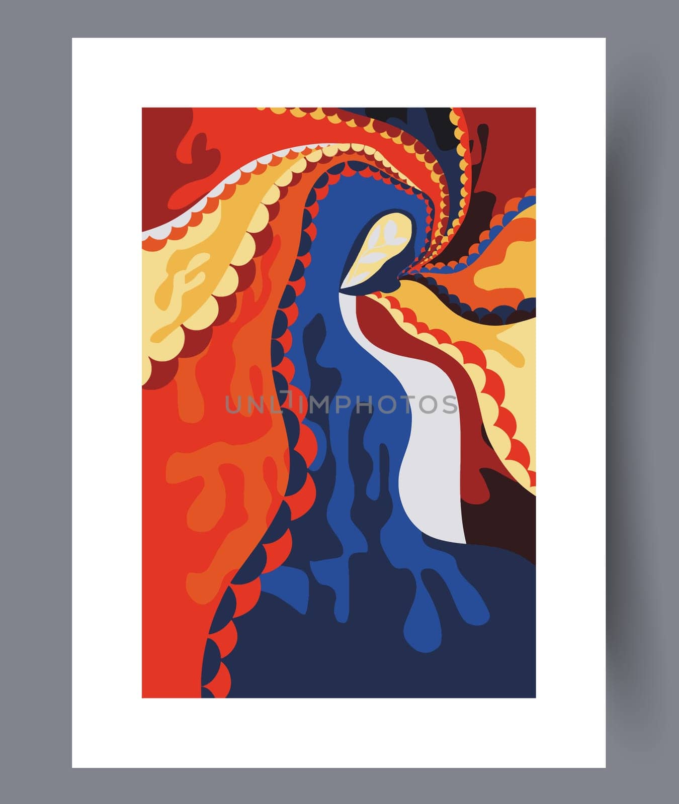 Abstract band creative template wall art print. Wall artwork for interior design. Contemporary decorative background with template. Printable minimal abstract band poster.