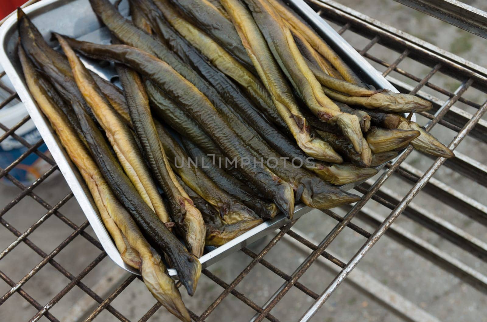 portion of smoked eel ready to eat