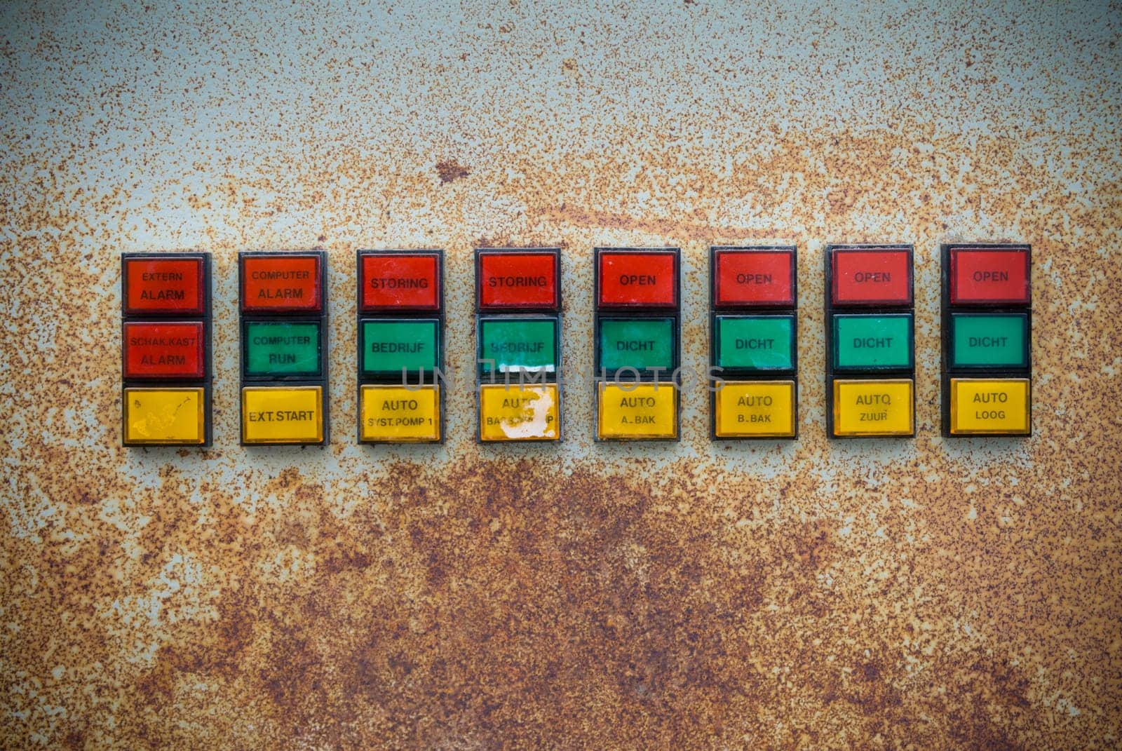 old rusty control panel in a commercial greenhouse