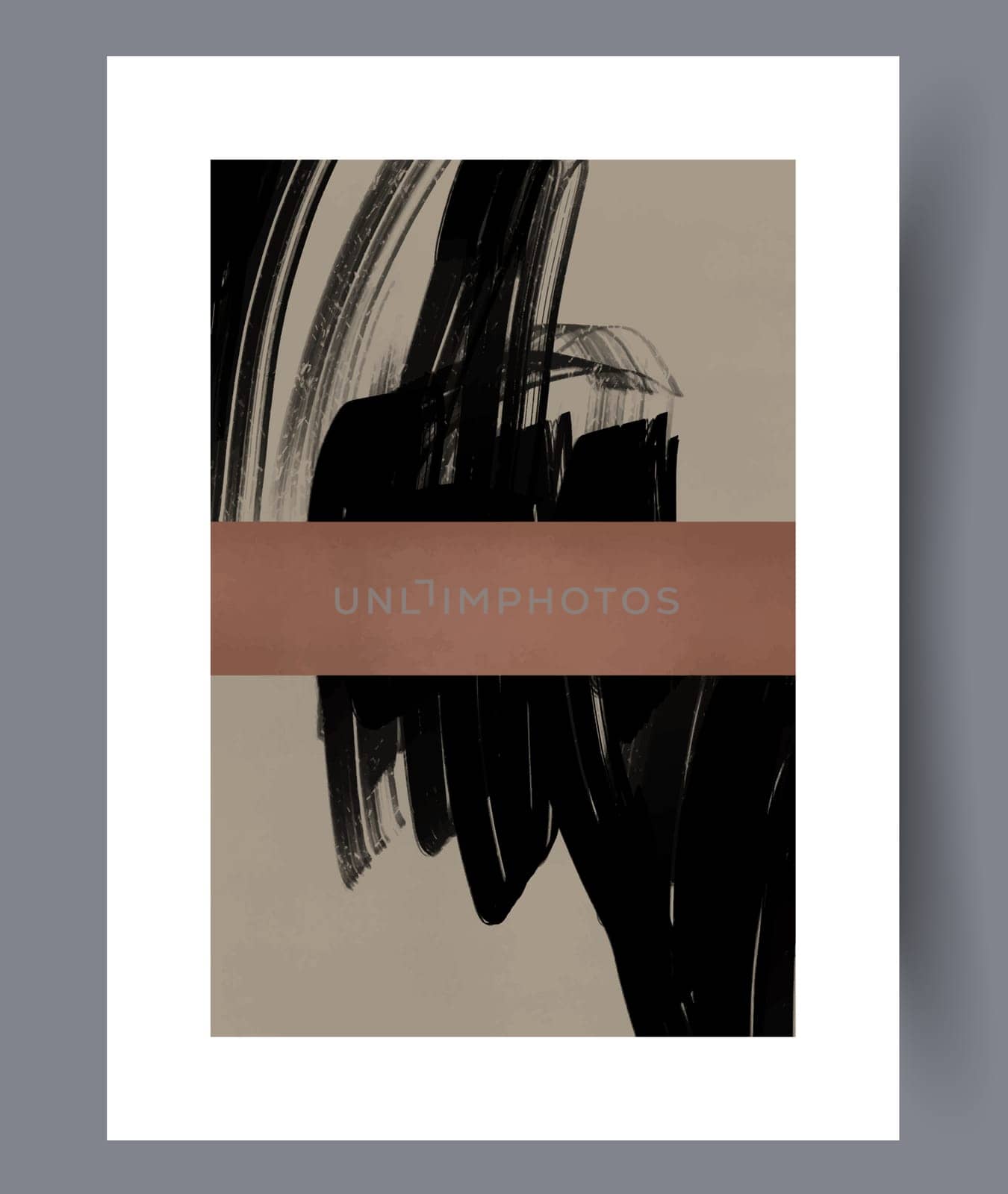 Abstract band creative template wall art print. Wall artwork for interior design. Contemporary decorative background with template. Printable minimal abstract band poster.