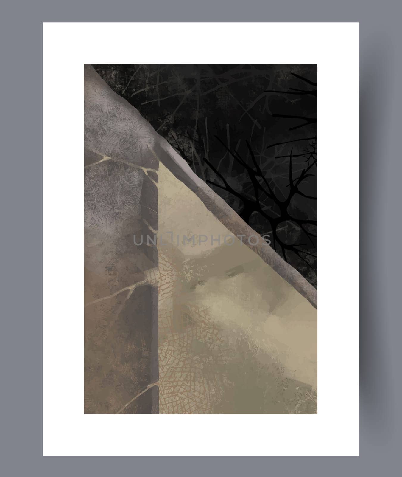 Abstract band creative template wall art print. Wall artwork for interior design. Contemporary decorative background with template. Printable minimal abstract band poster.