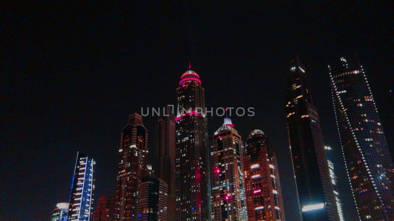 Malaysia. Fantastic night view of skyline with illuminated skyscrapers in Kuala Lumpur city.
