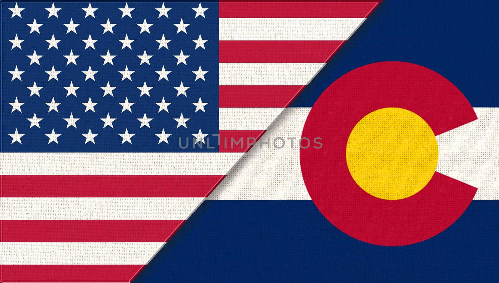 Flags of Colorado and United states of America. Flags of USA and Colorado. Political concept. American national flag. collaboration of USA and Colorado. Double flag 3d illustration