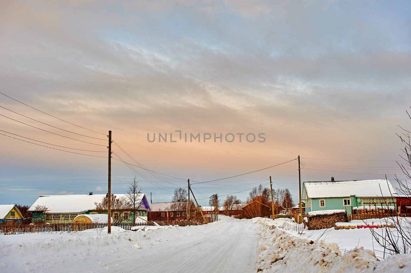 Northern Russian village in winter. High quality photo