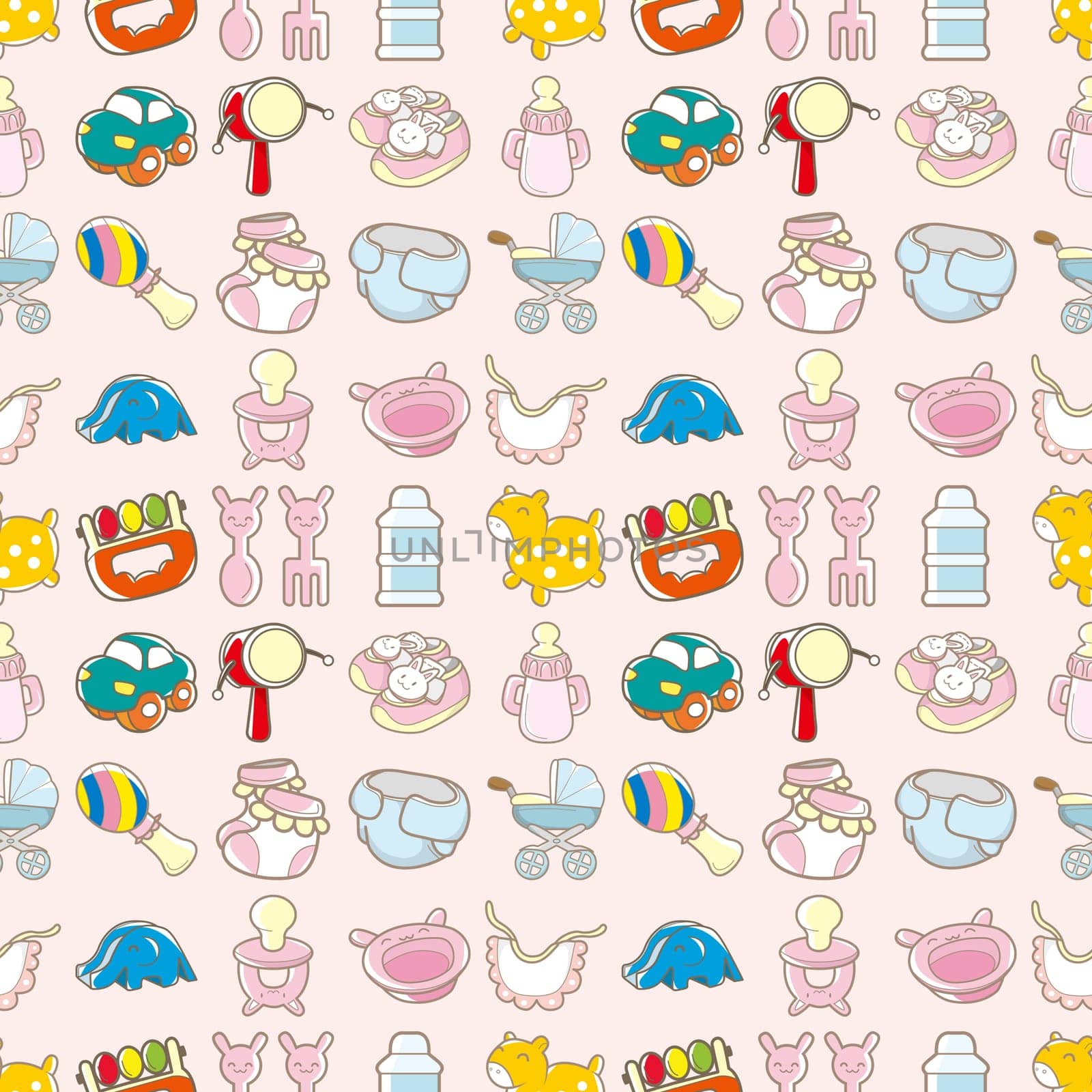 seamless baby toy pattern,cartoon vector illustration