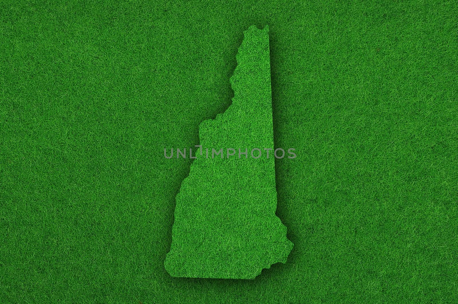 Map of New Hampshire on green felt