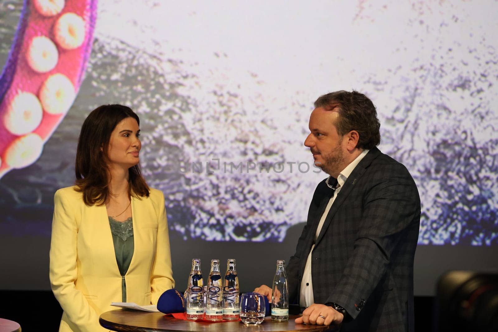 Miriam Mack (wife Michael Mack,Junior Manager Europapark Rust) and Michael Mack (Junior Manager Europapark Rust) at Europapark Rust at the press conference for the season opening 2023