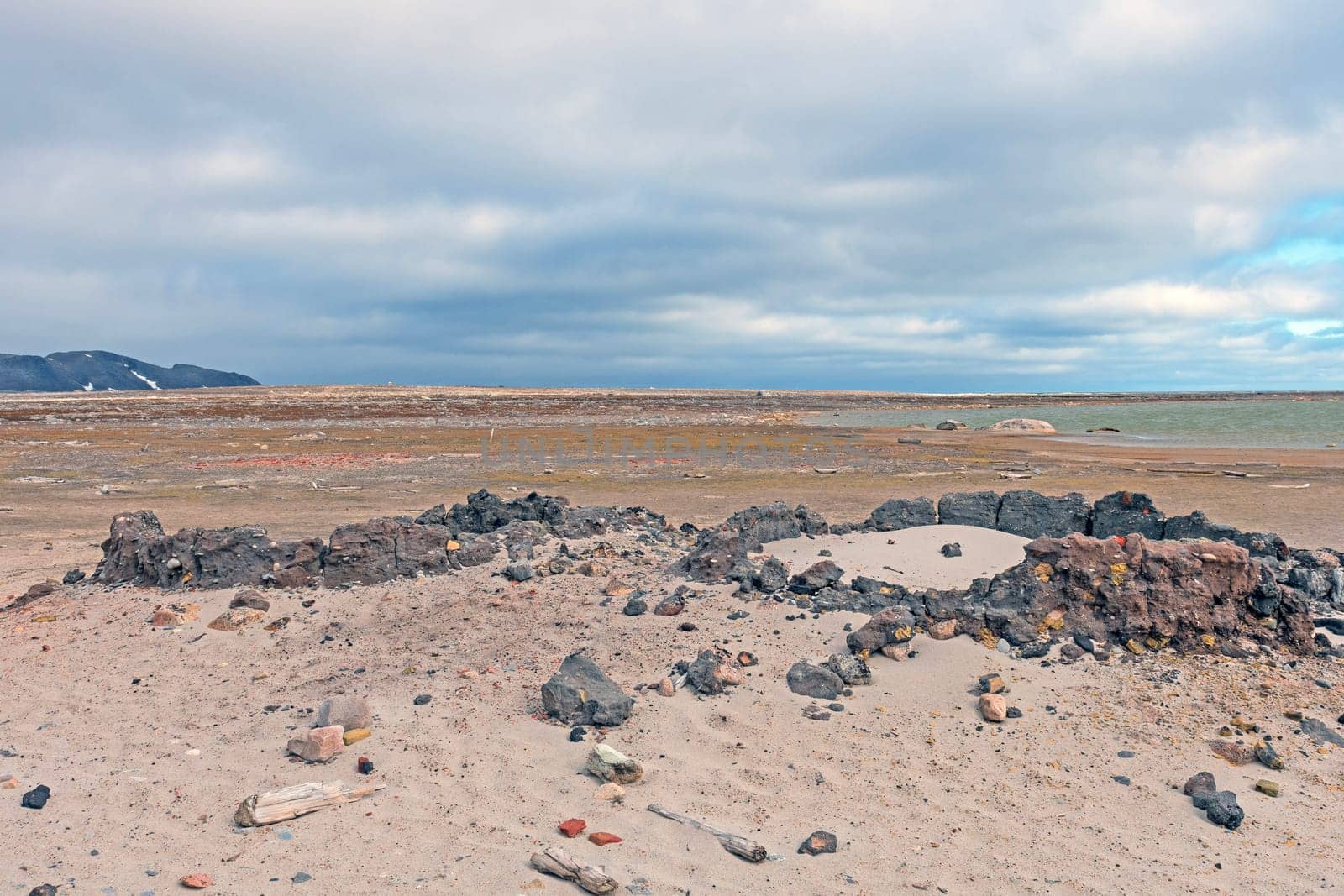 Blubber Ovens Remains on a Desolate Coast in Smeerenburg in the Svalbard Islands in Norway