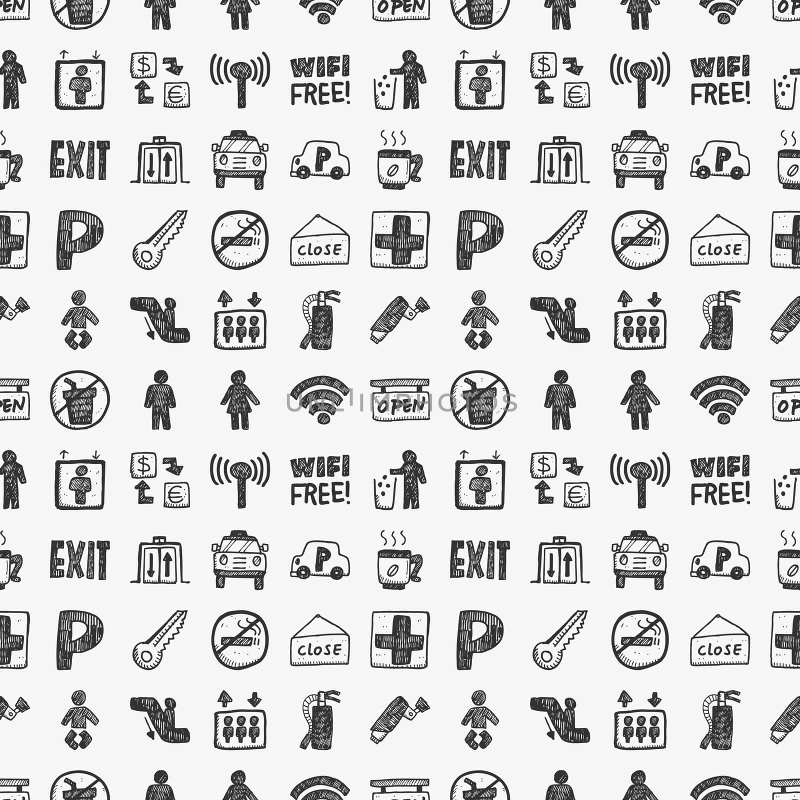 seamless doodle public sign pattern
