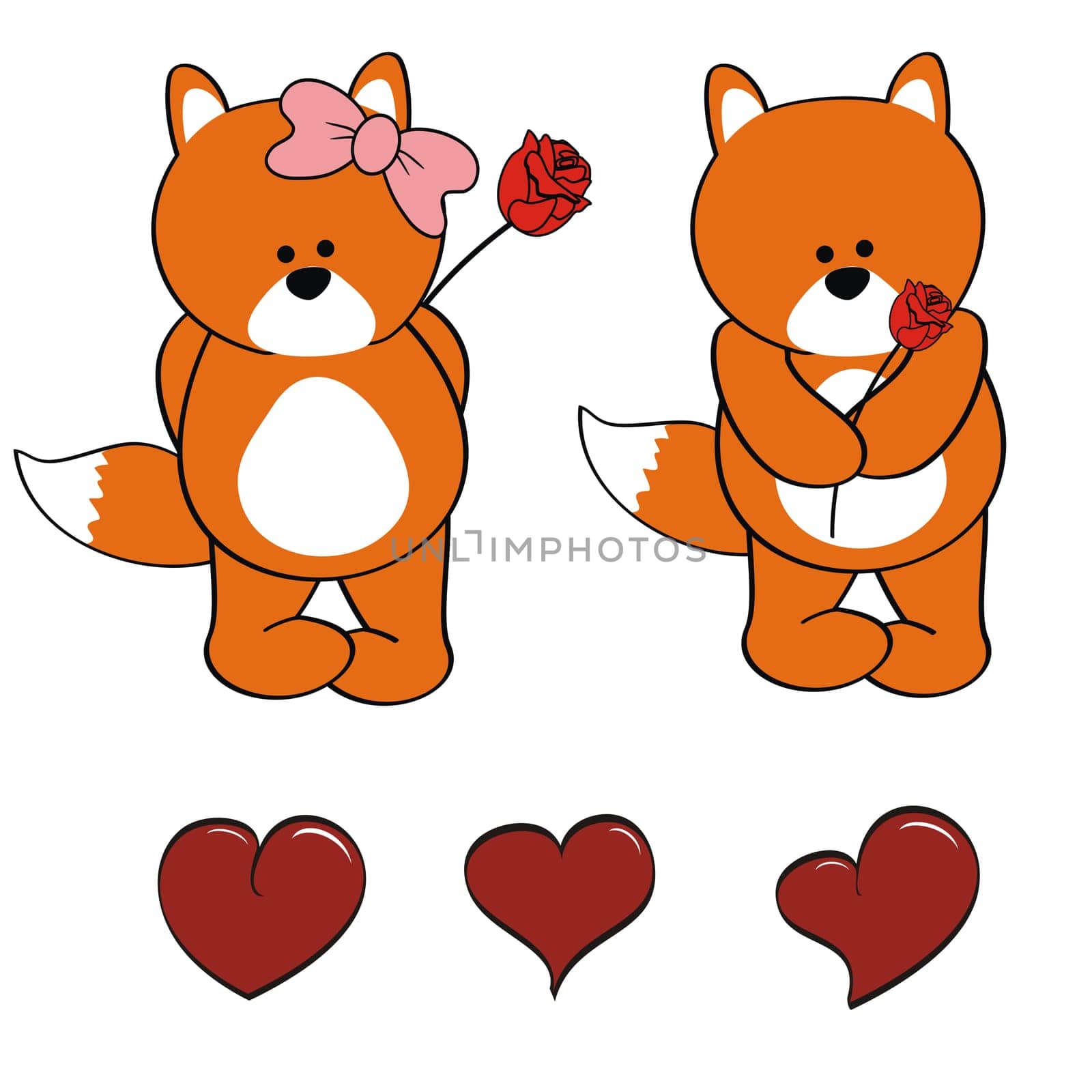 fox baby cute cartoon set in vector format
