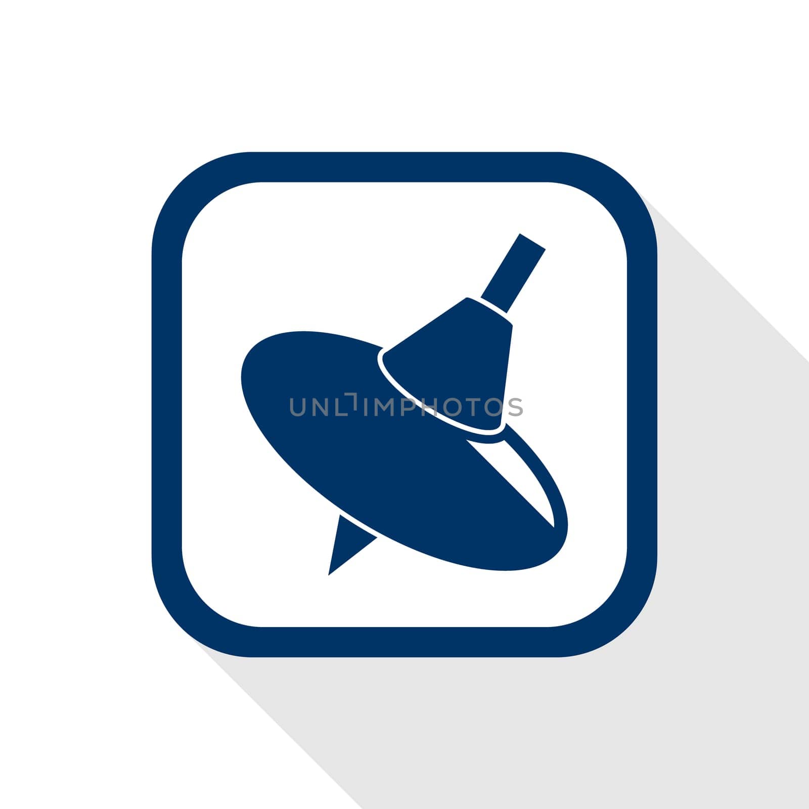 square blue icon top with long shadow