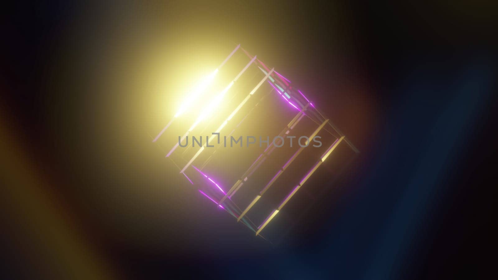 Wireframe sci fi cube. Computer generated 3d render