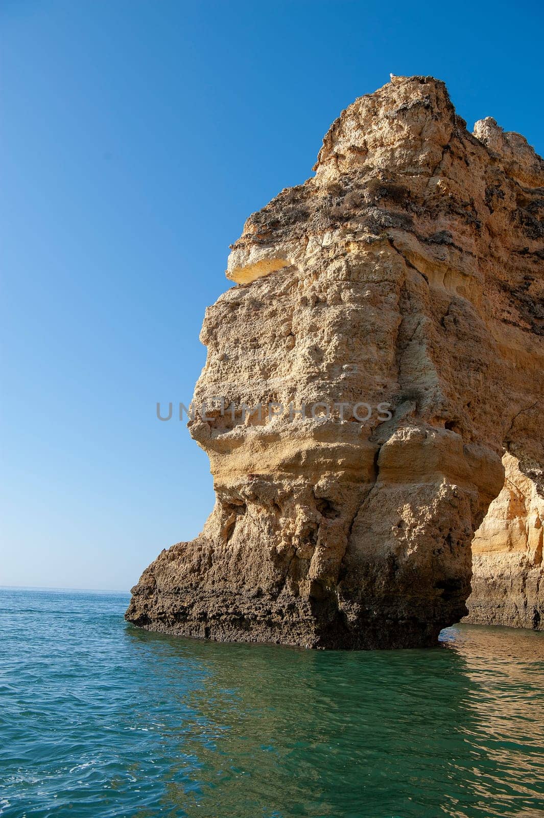 Rock formations on the Algarve coast in Portugal