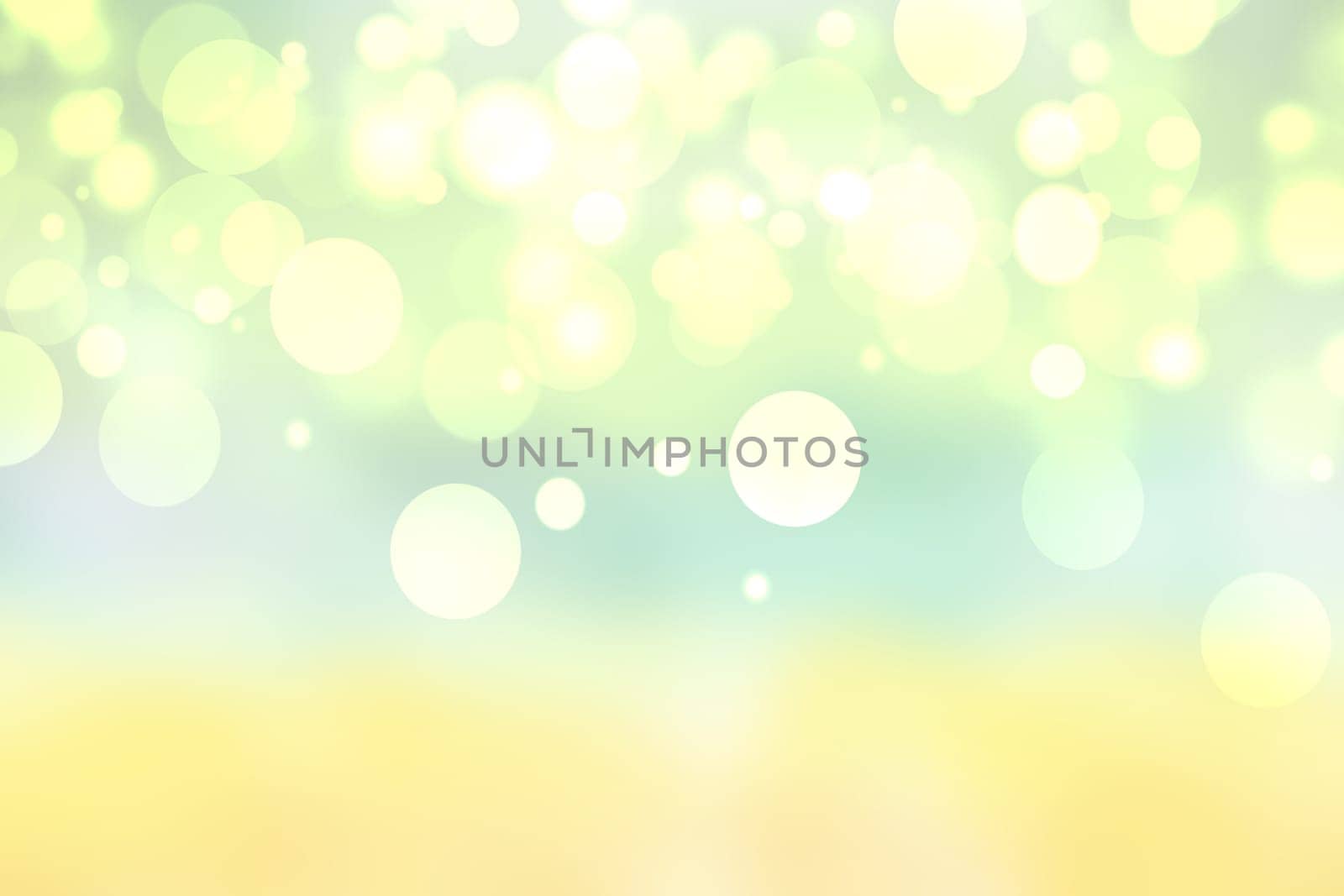 Hello spring background. Abstract delicate bright spring or summer landscape texture with natural green yellow white bokeh lights, sunshine and butterflies. Beautiful backdrop with space.