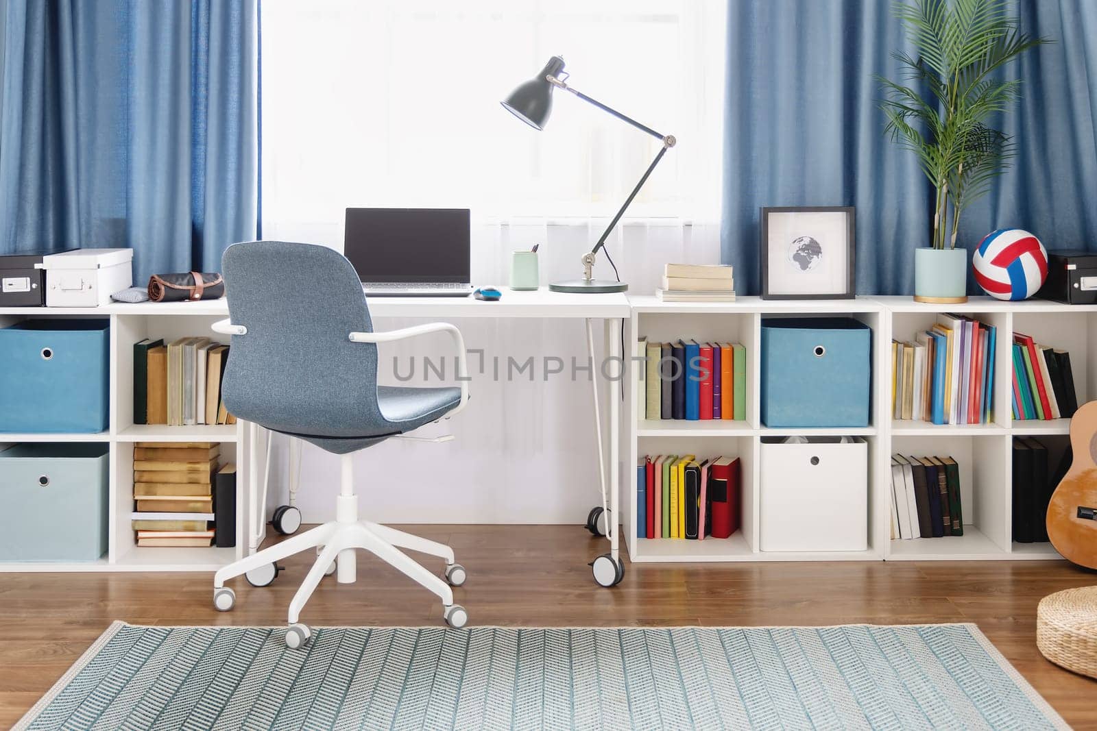 Background view of the teenager's room with modern interior. Concept of the room design for teeny.