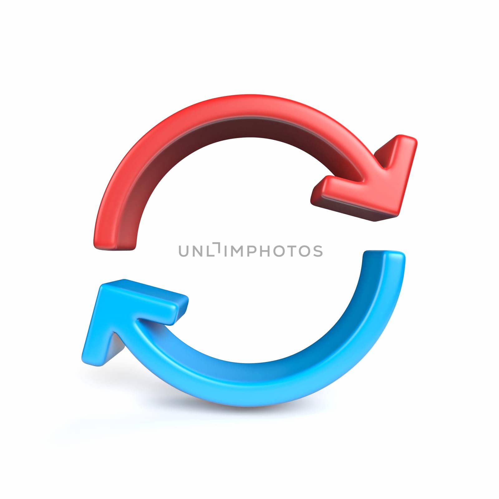 Two arrows circle Front view 3D rendering illustration isolated on white background