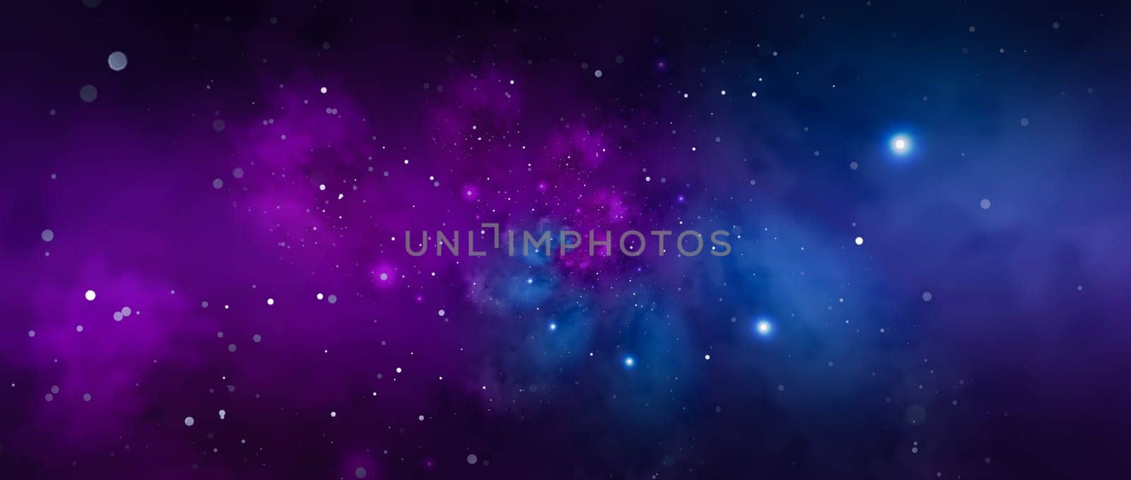 Deep outer space background with stars and nebula in blue and purple