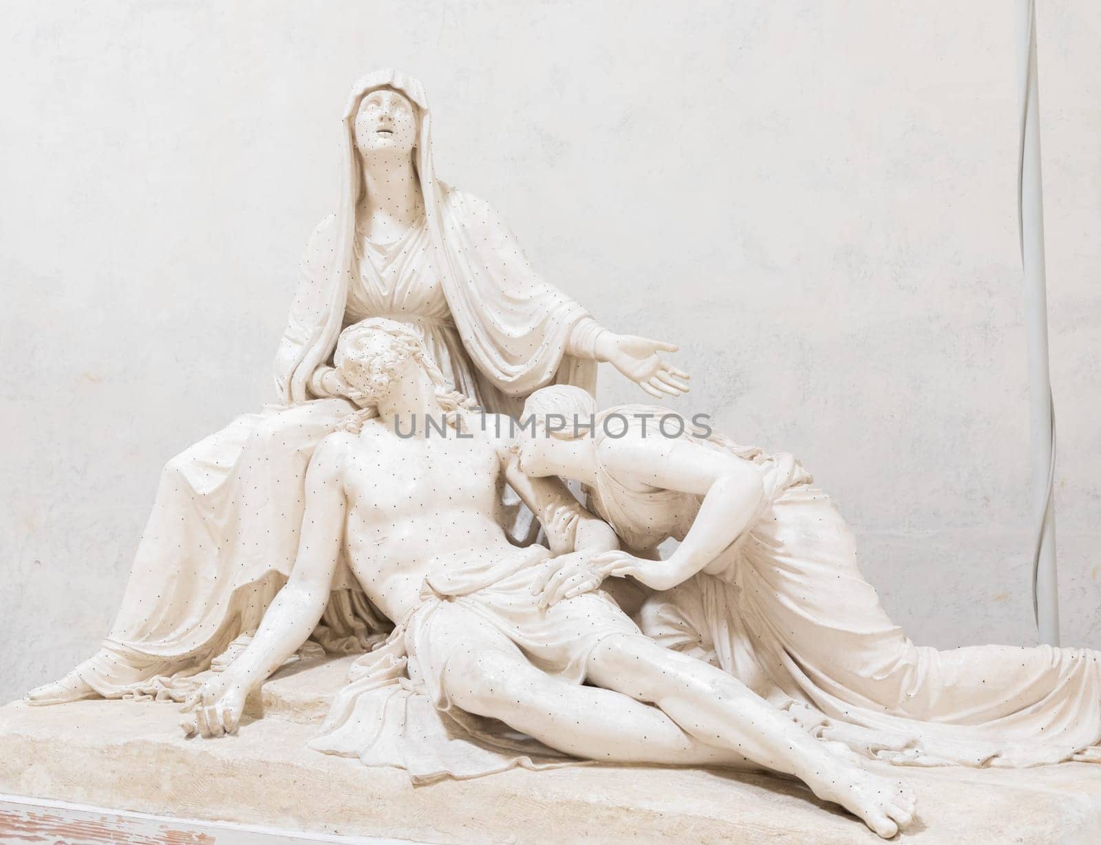 Possagno, Italy - August 2022: Antonio Canova sculpture,  Lamentation over the Dead Christ - 1822