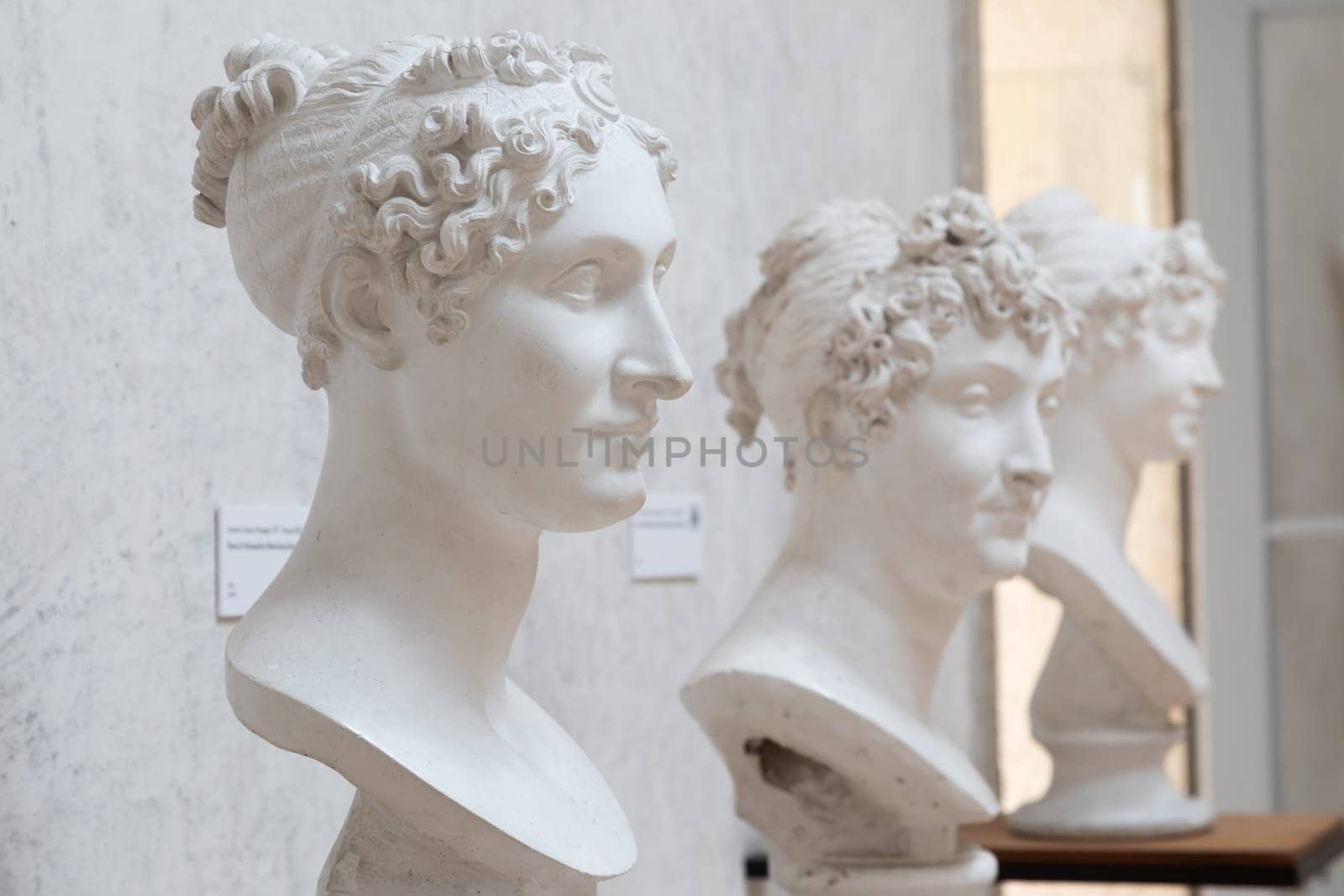 Possagno, Italy - August 2022: Antonio Canova collection. Classical sculptures in perspective, gallery of masterpieces