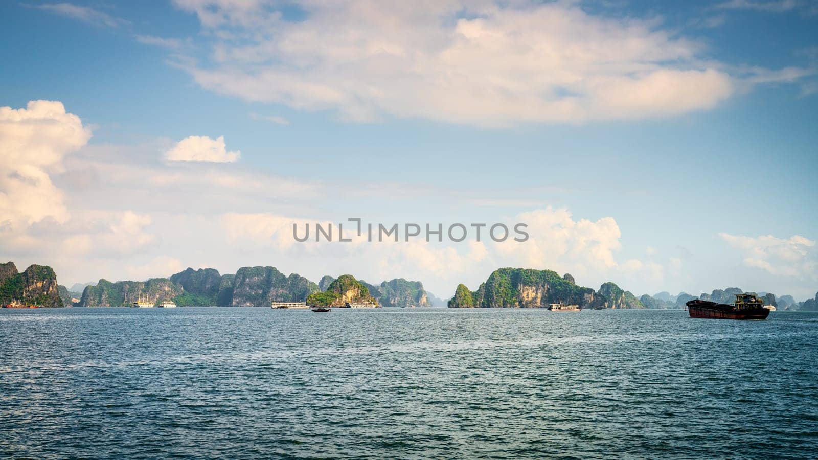 Scenic seascape in Ha Long Bay in Vietnam